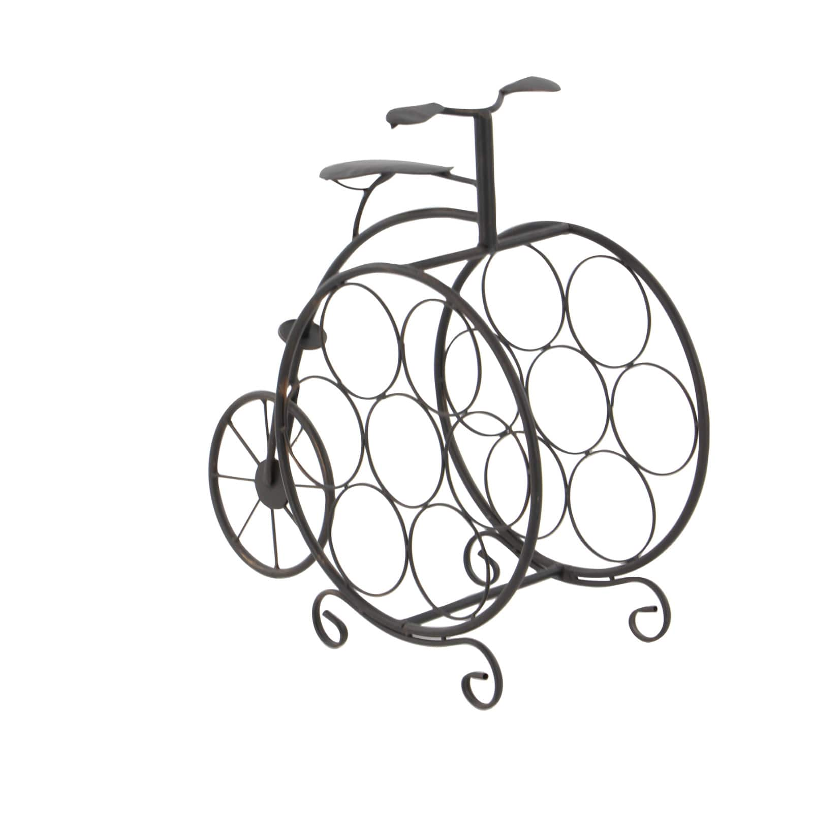 21&#x22;  Rustic Brass Bicycle Wine Holder Rack