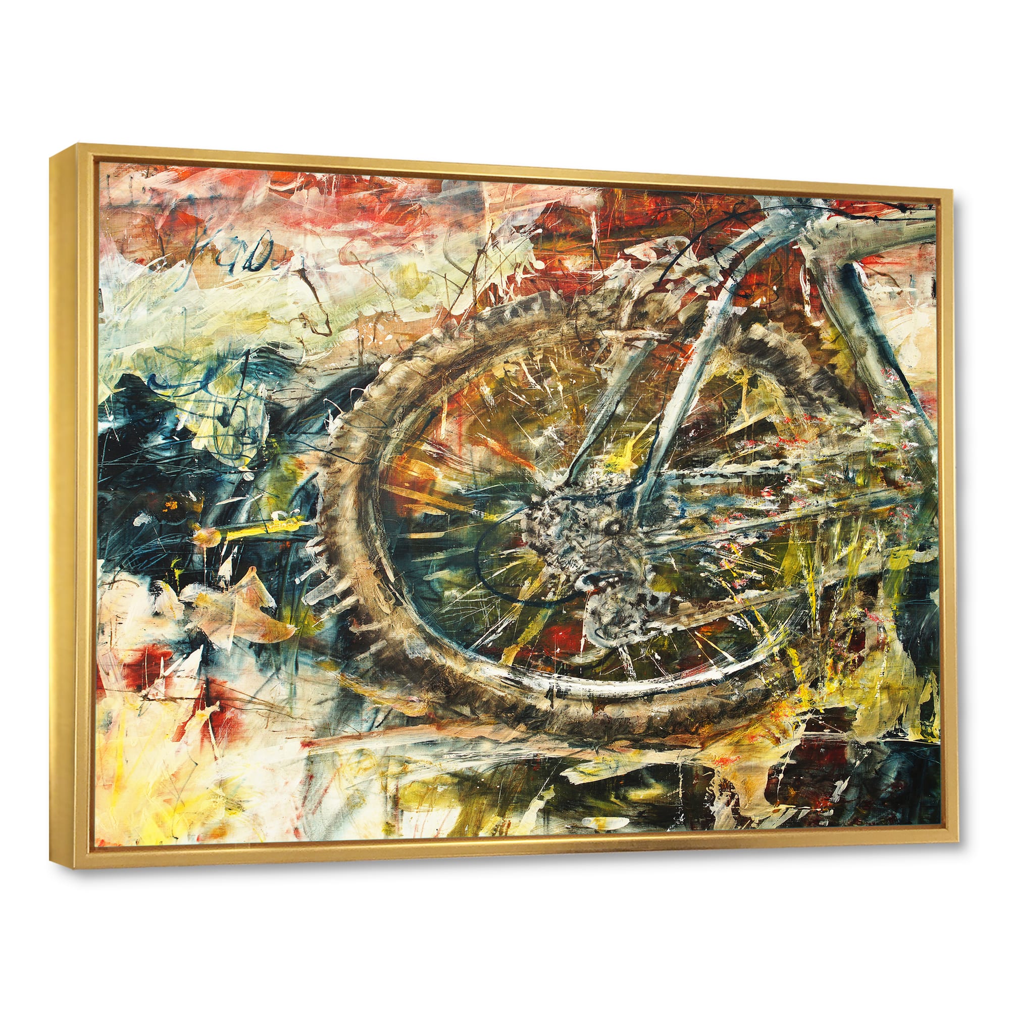 Designart - Mountain Bike Oil Painting - Abstract Framed Canvas Artwork