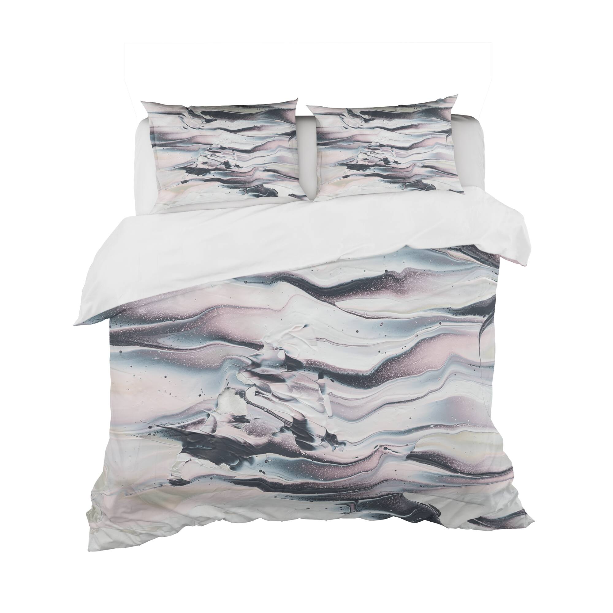 Designart 'Grey Marbling V' Geometric Bedding Set - Duvet Cover & Shams