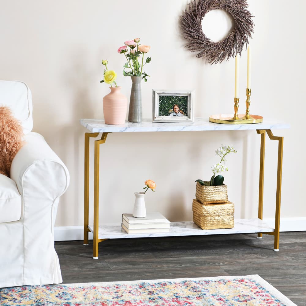 Household Essentials Crown Console 23&#x22; 2-Tier Console Table