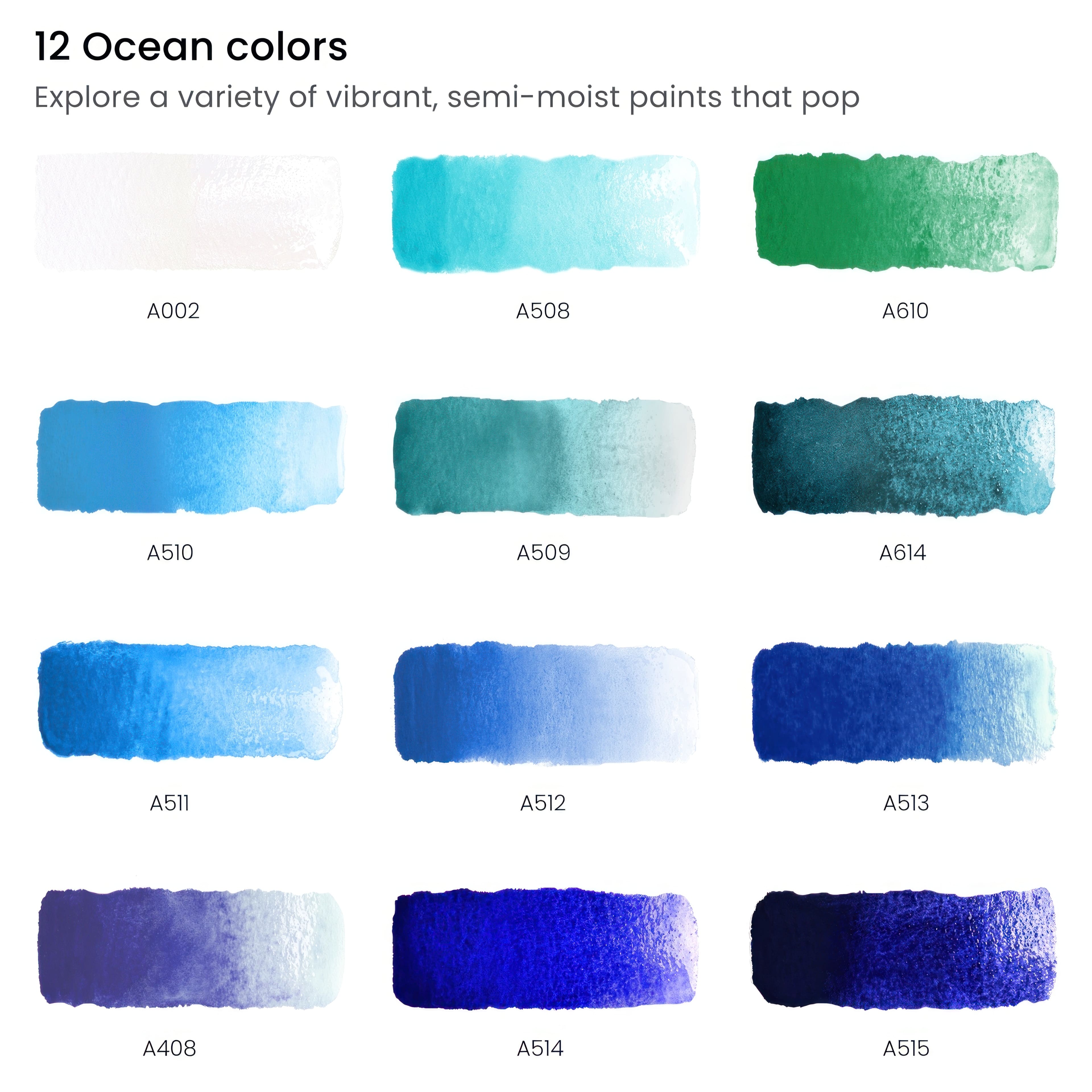 Arteza&#xAE; Ocean Colors Watercolor Half Pan Set