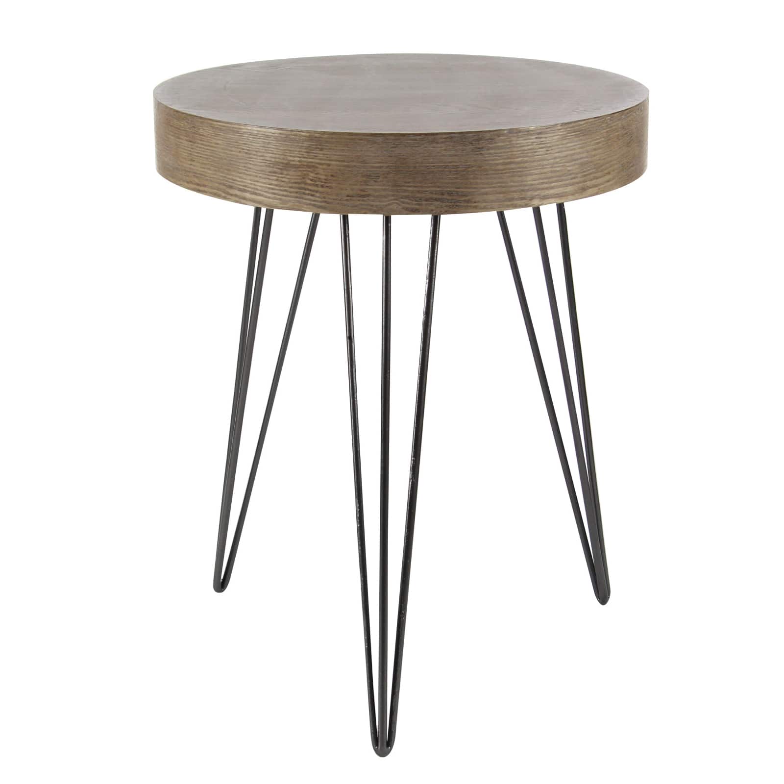 Brown Wood & Metal Modern Accent Table