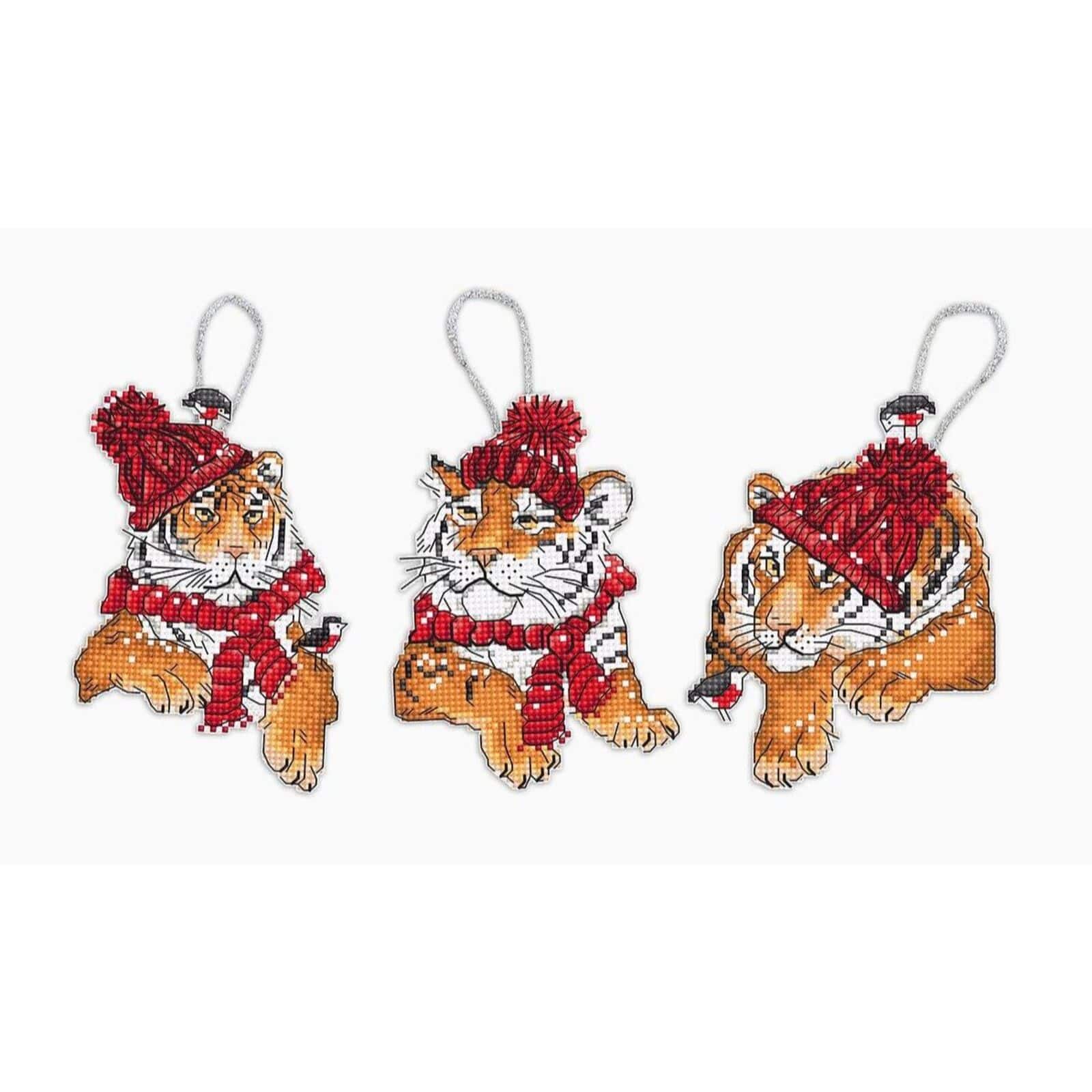 Letistitch Christmas Tigers Toys Set Plastic Canvas Counted Cross Stitch Kit
