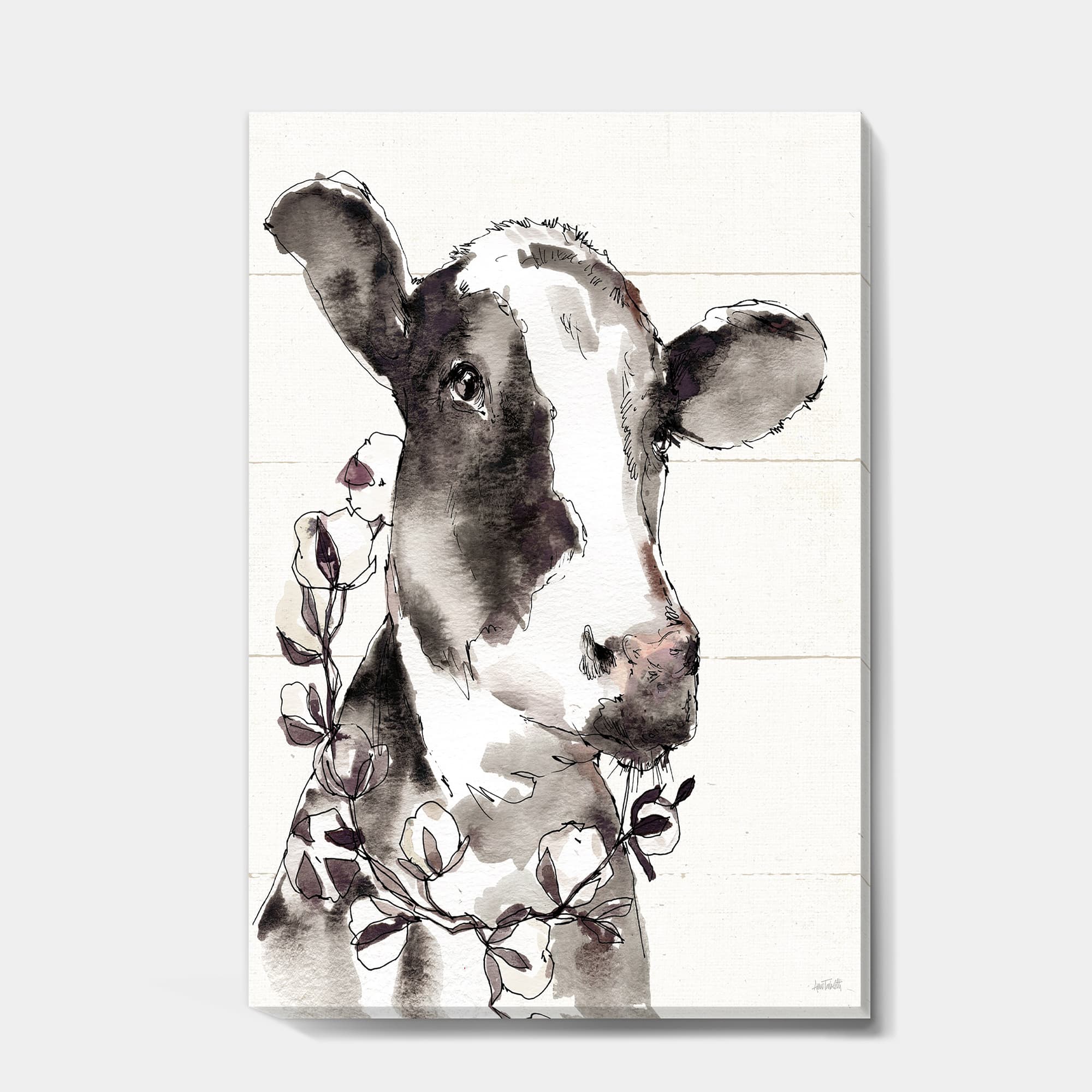 Designart - Cow Portrait Country Life - Wildlife Canvas Art