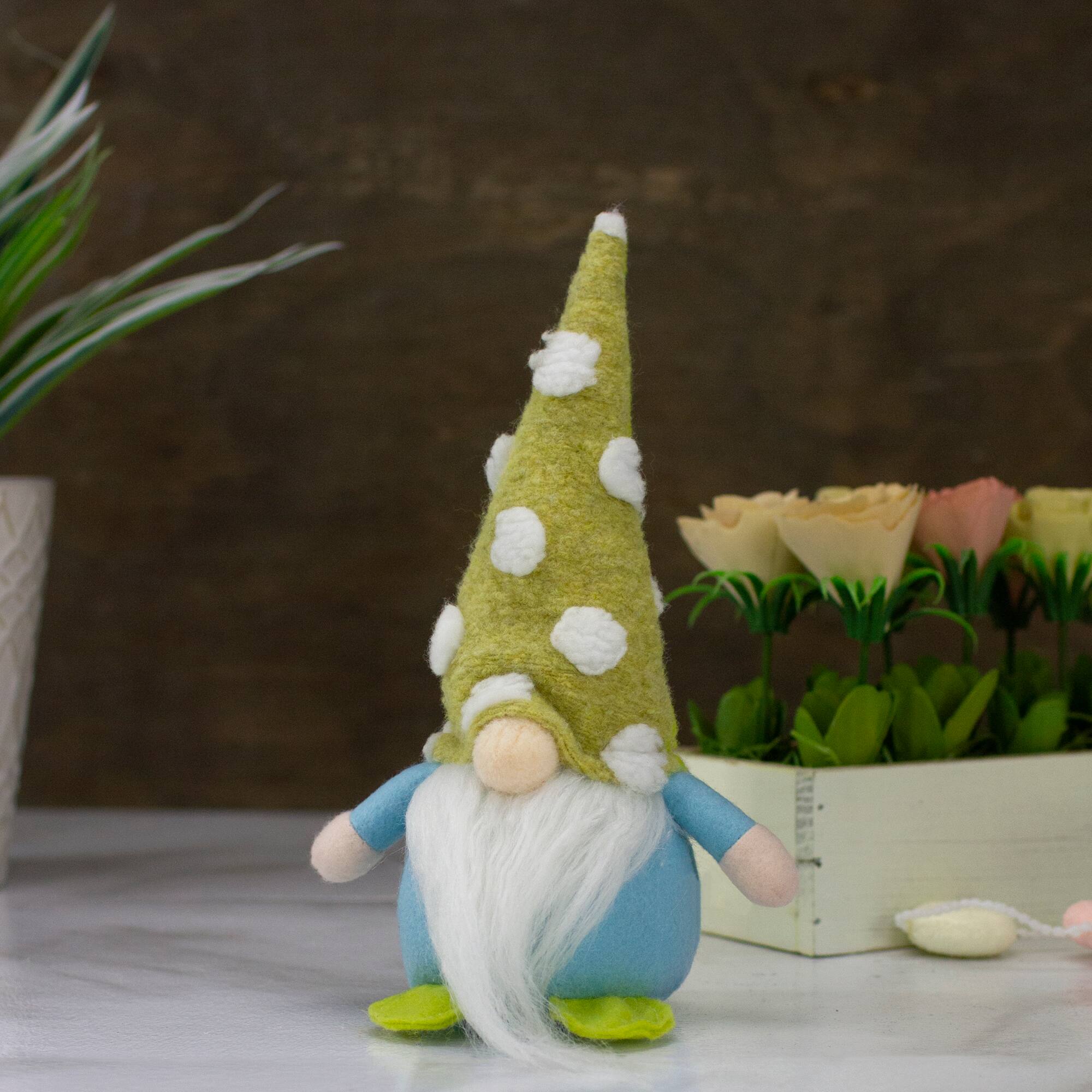 8.5" Green & Blue Gnome with Polka Dot Hat Figure