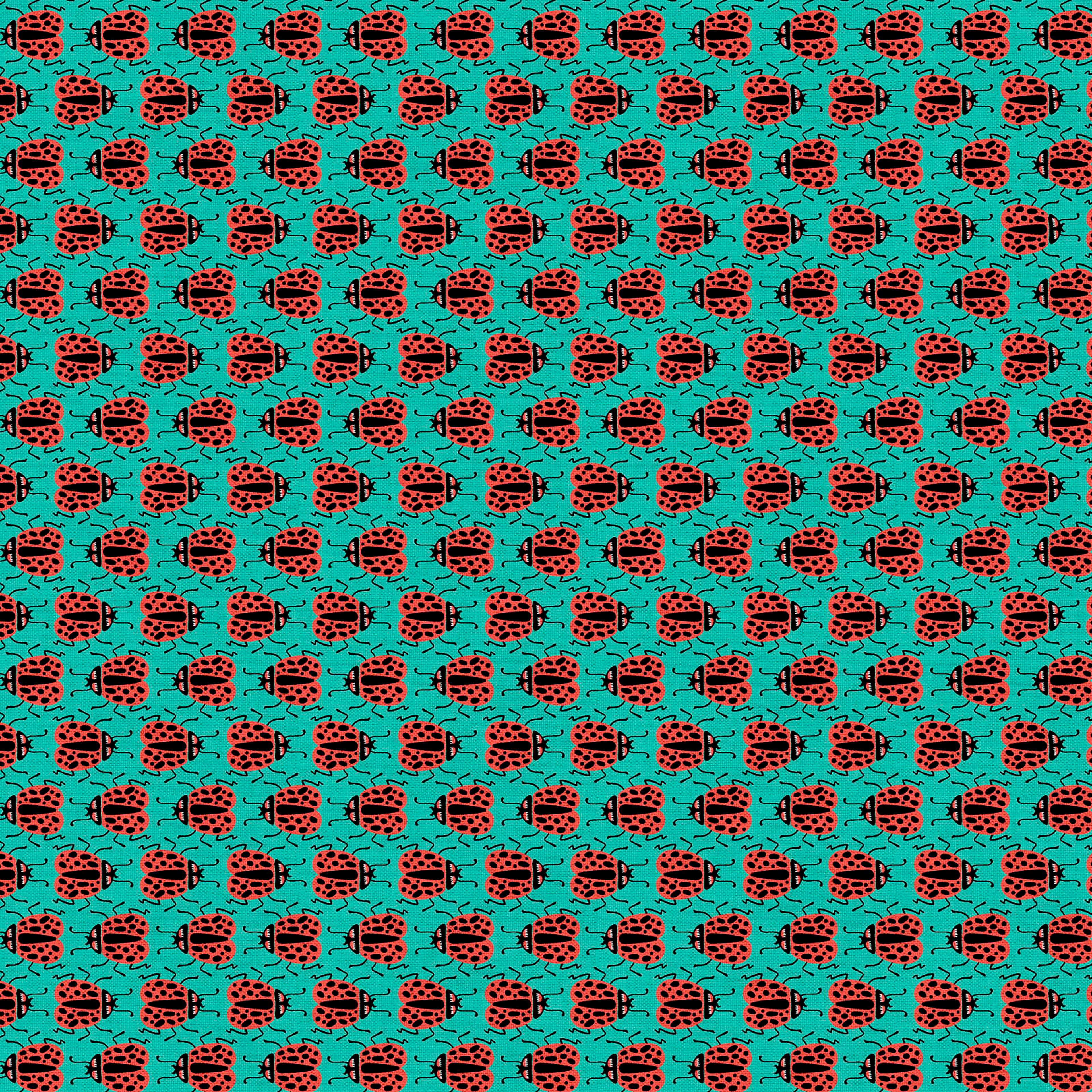 Fabric Editions Turquoise Ladybug Cotton Fabric
