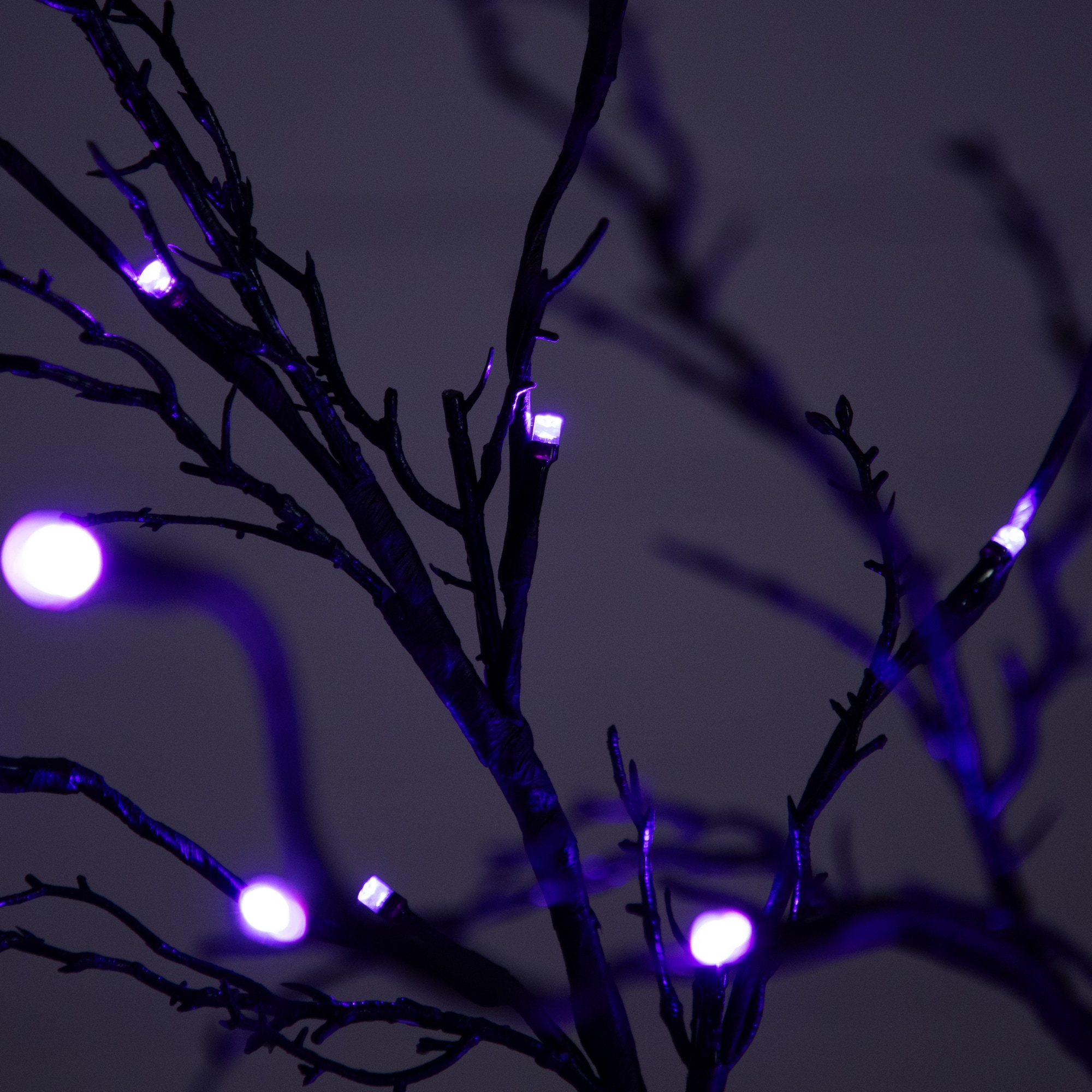 5ft. Orange &#x26; Purple LED Pre-Lit Halloween Deluxe Black Twig Artificial Fall Tree