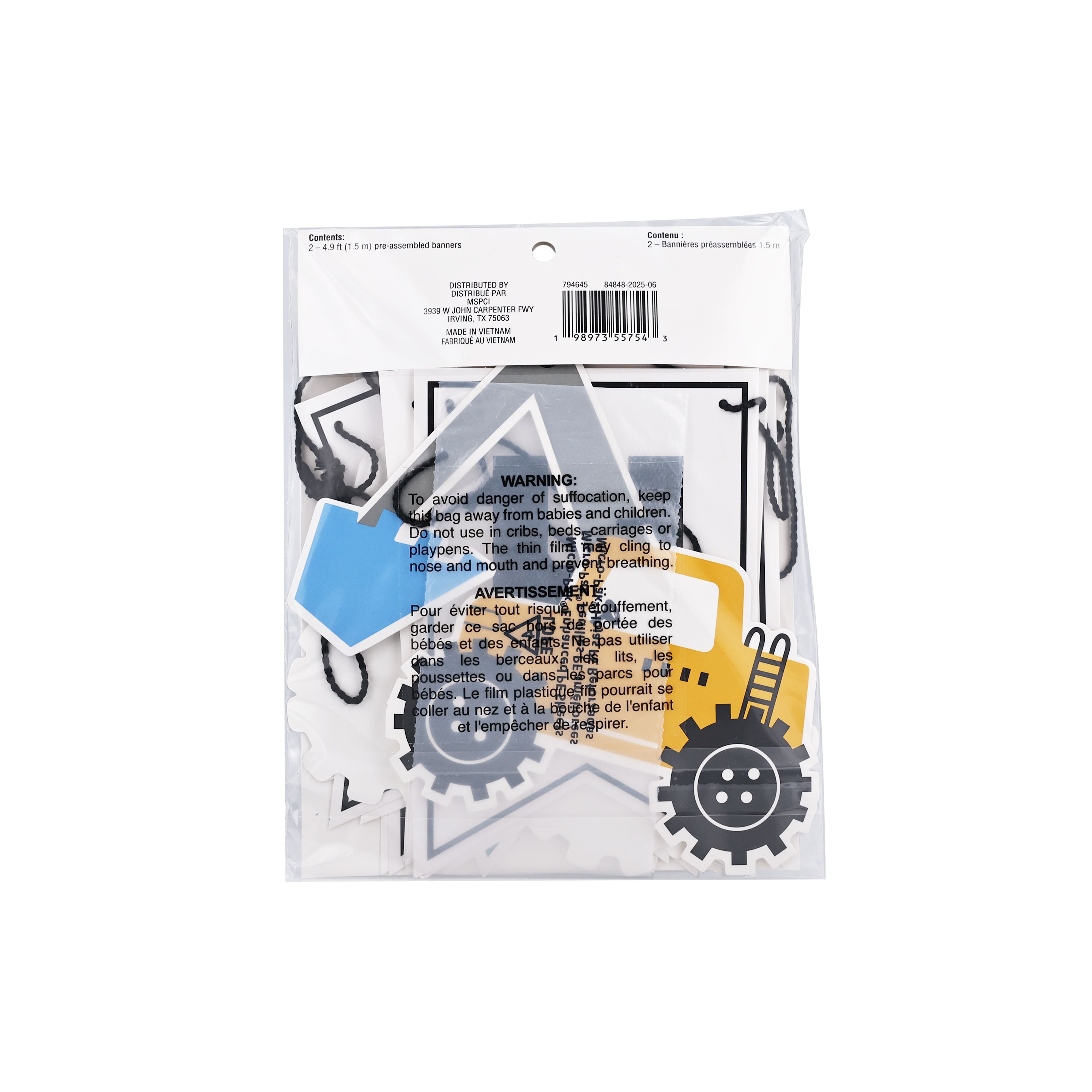 5ft. White Happy Birthday Construction Banner Set by Celebrate It&#x2122;