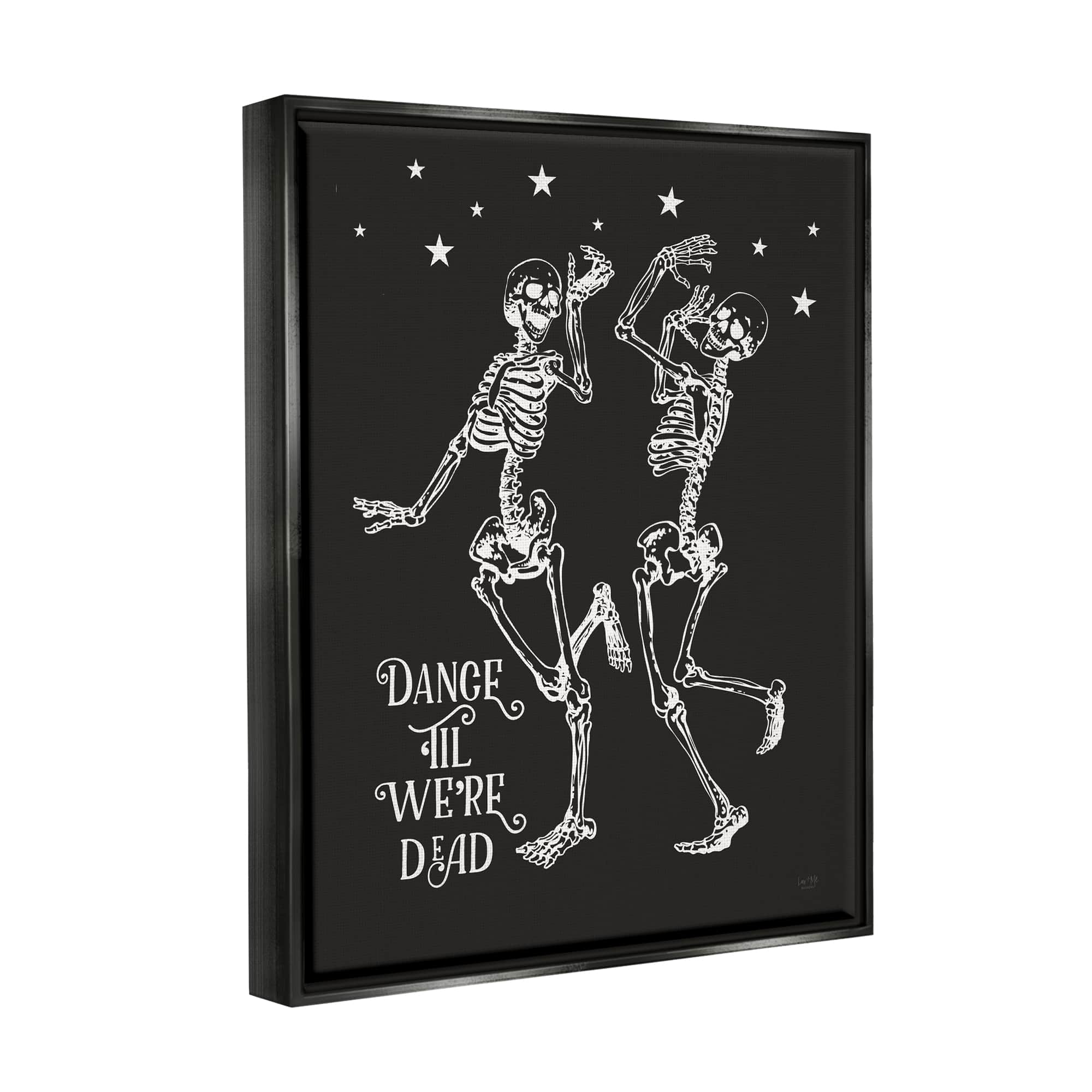 Stupell Industries Dance 'Til We're Dead Skeletons Framed Floater Canvas Wall Art