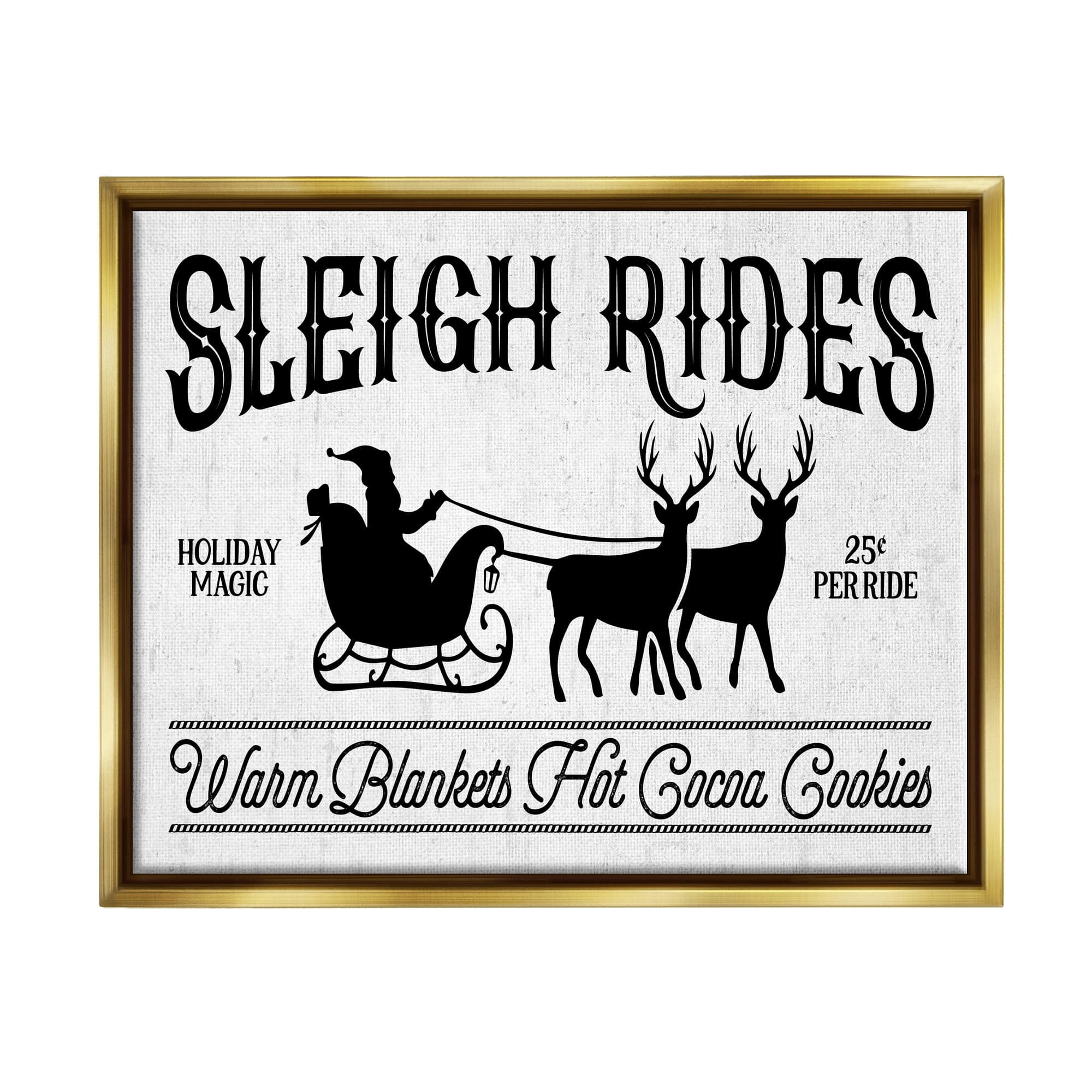 Stupell Industries Sleigh Rides Vintage Santa Claus Framed Floater Canvas Wall Art