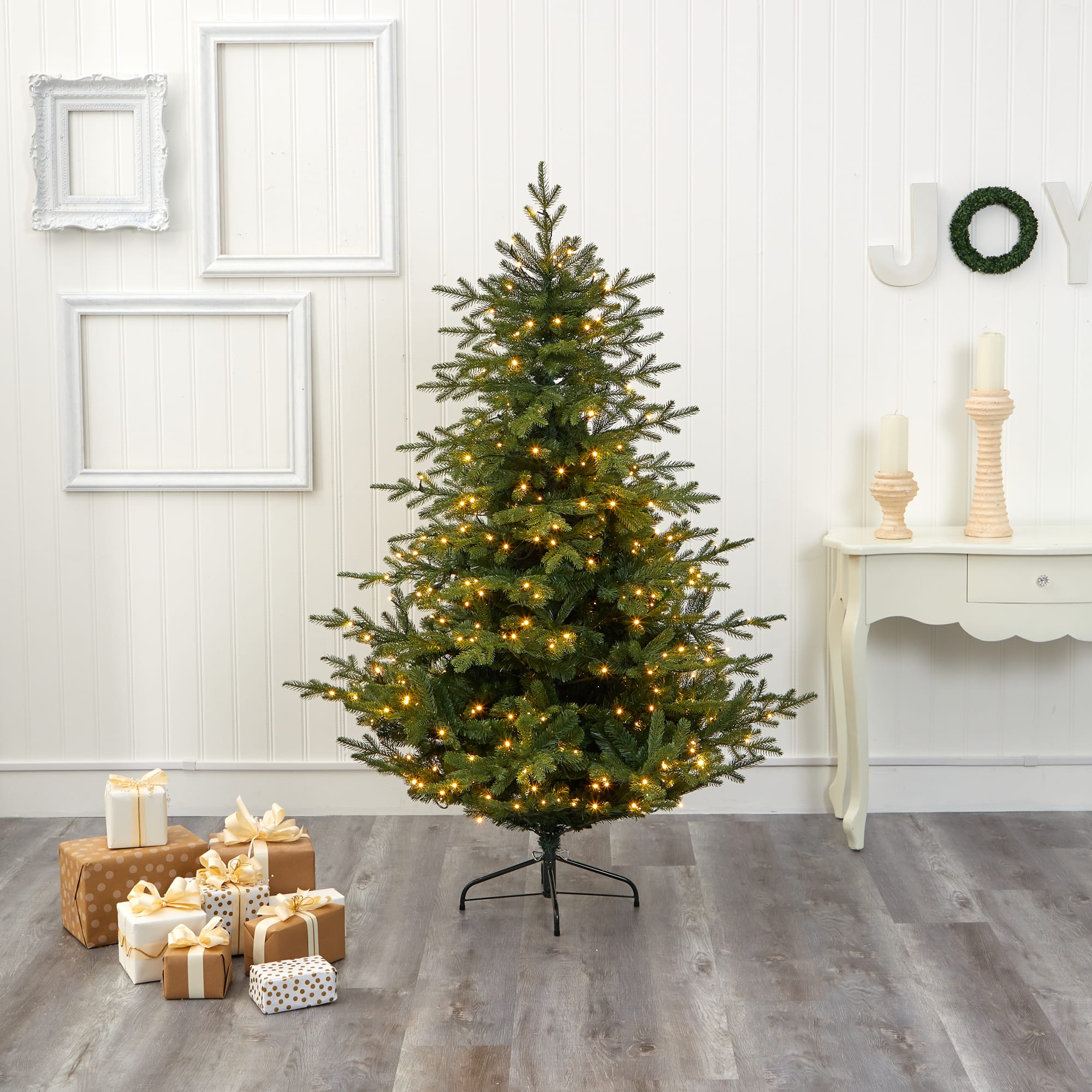 6ft. Pre-Lit Swedish Fir Artificial Christmas Tree with Warm White LED Lights