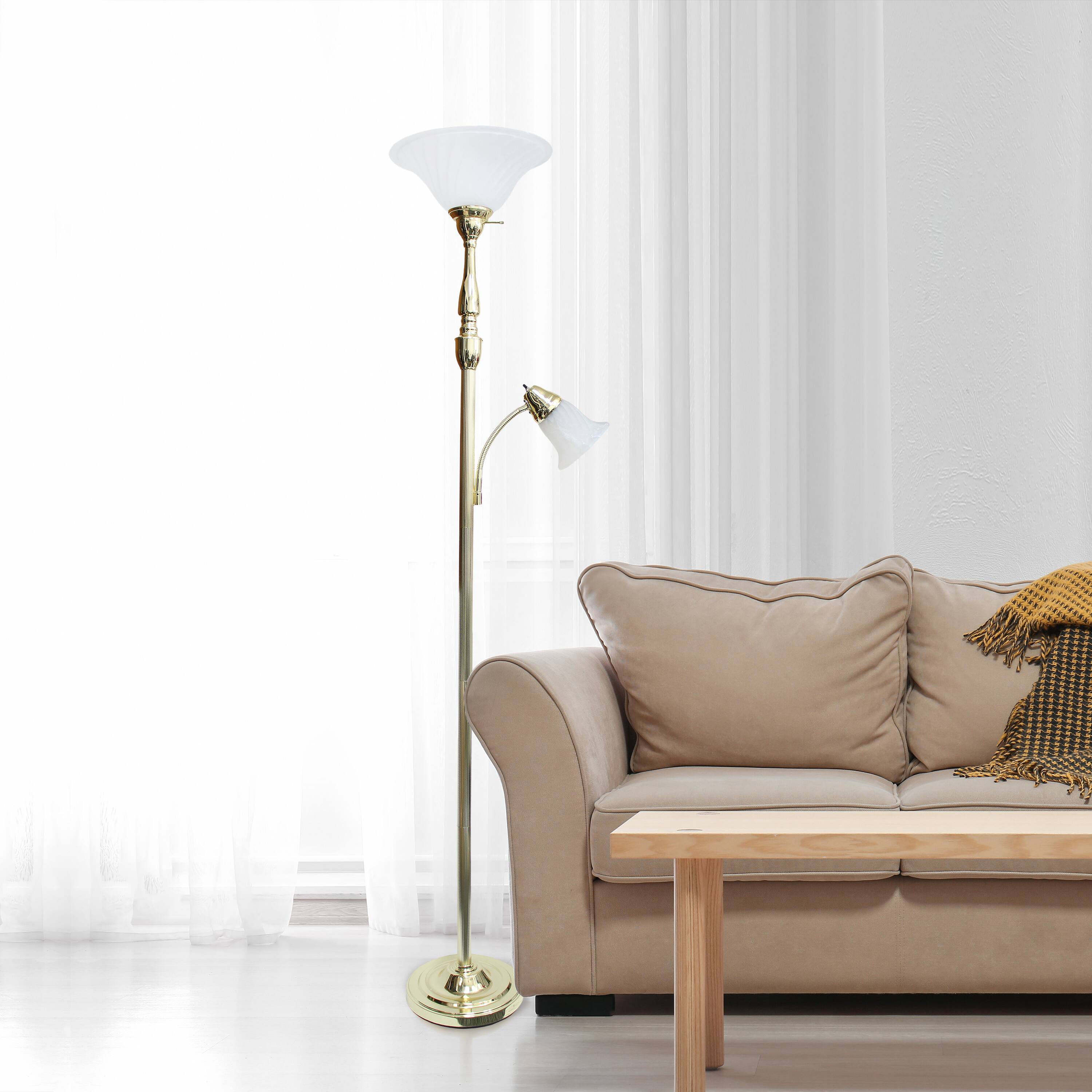 Lalia Home Torchiere Floor Lamp with Reading Light