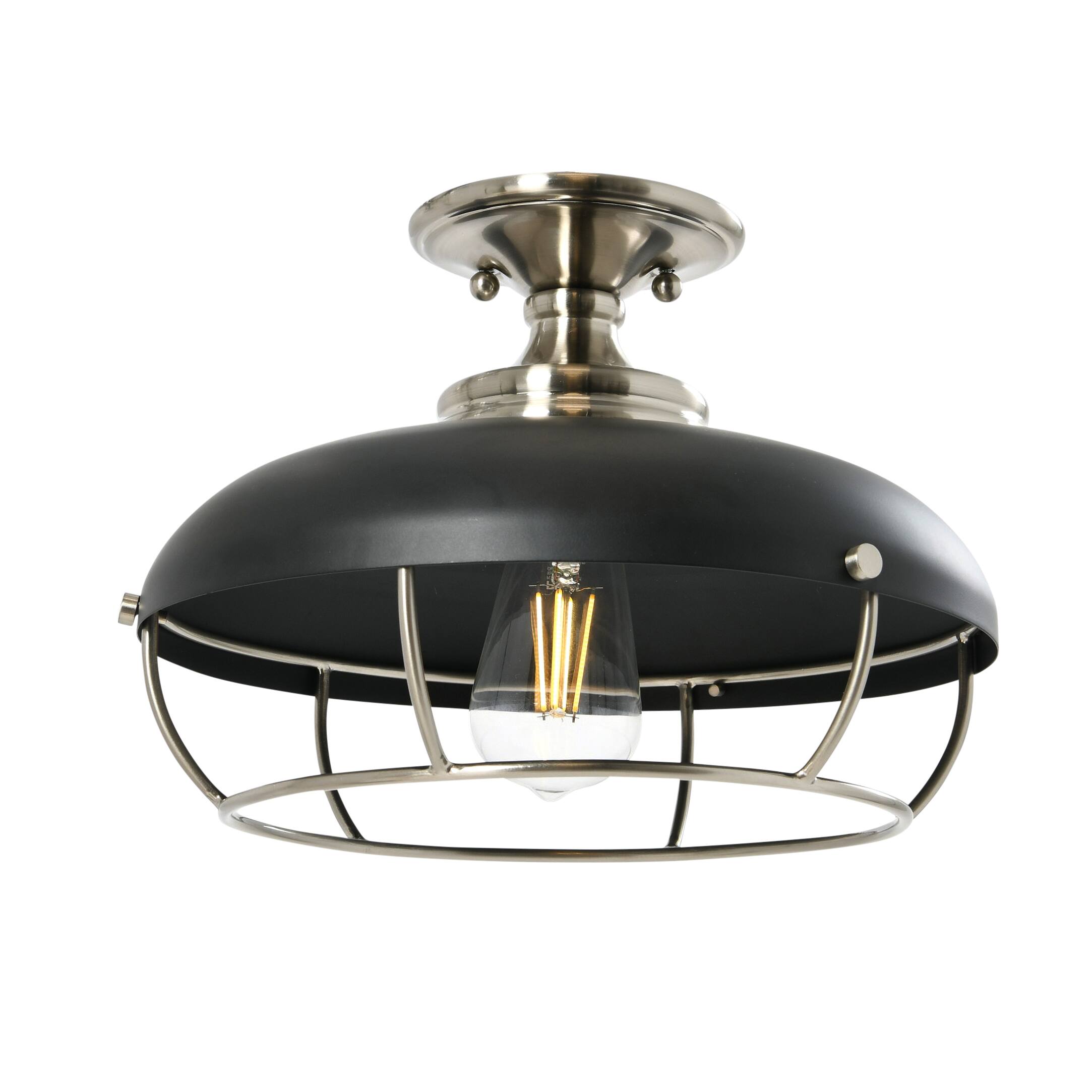 Hello Honey® 13" Wide Caged Dome Metal Semi-Flush Mount Ceiling Light