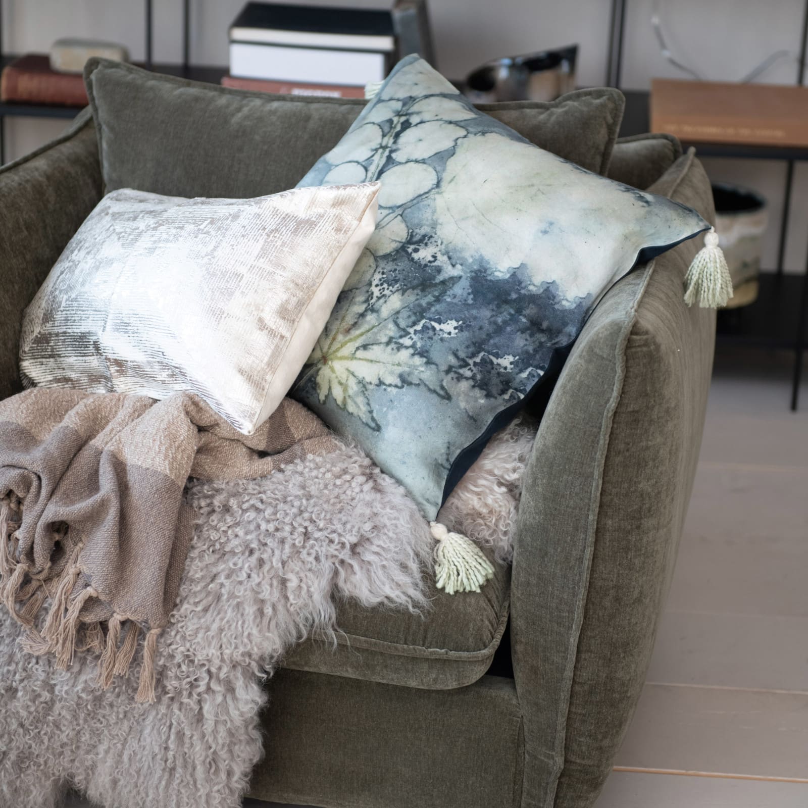 Hello Honey® Aqua Serenity Velvet Tassel Pillow