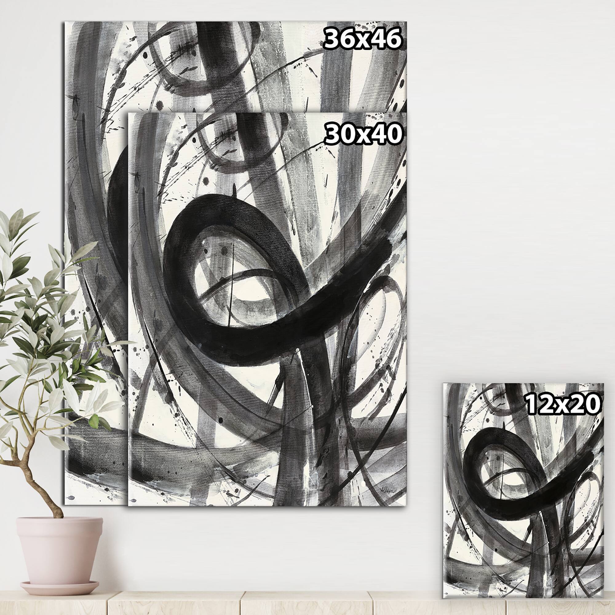 Designart - Black and White Minimalistic Painting - Modern & Transitional Premium Canvas Wall Art