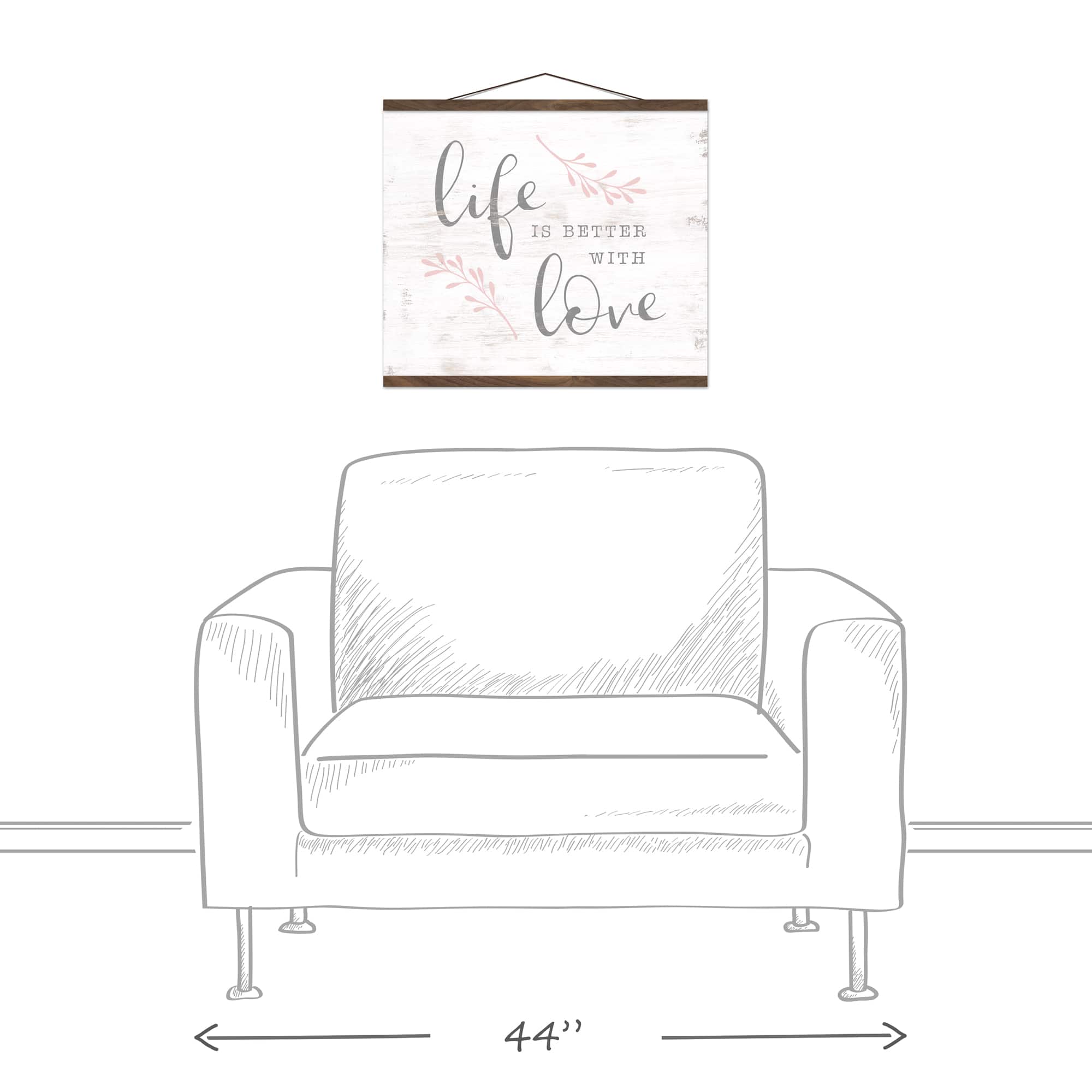 Life is Better with Love Teak Hanging Canvas