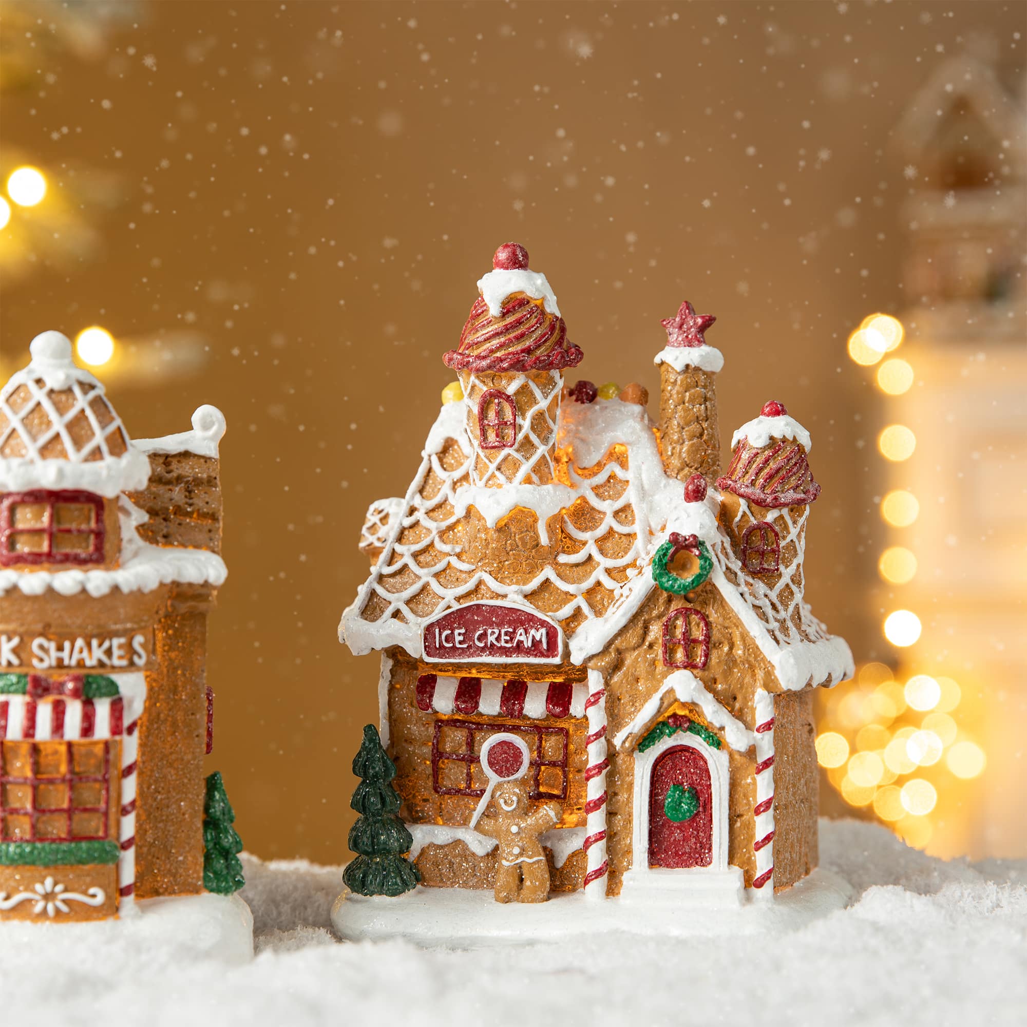 Glitzhome&#xAE; Light-Up Christmas Gingerbread House Table D&#xE9;cor Set