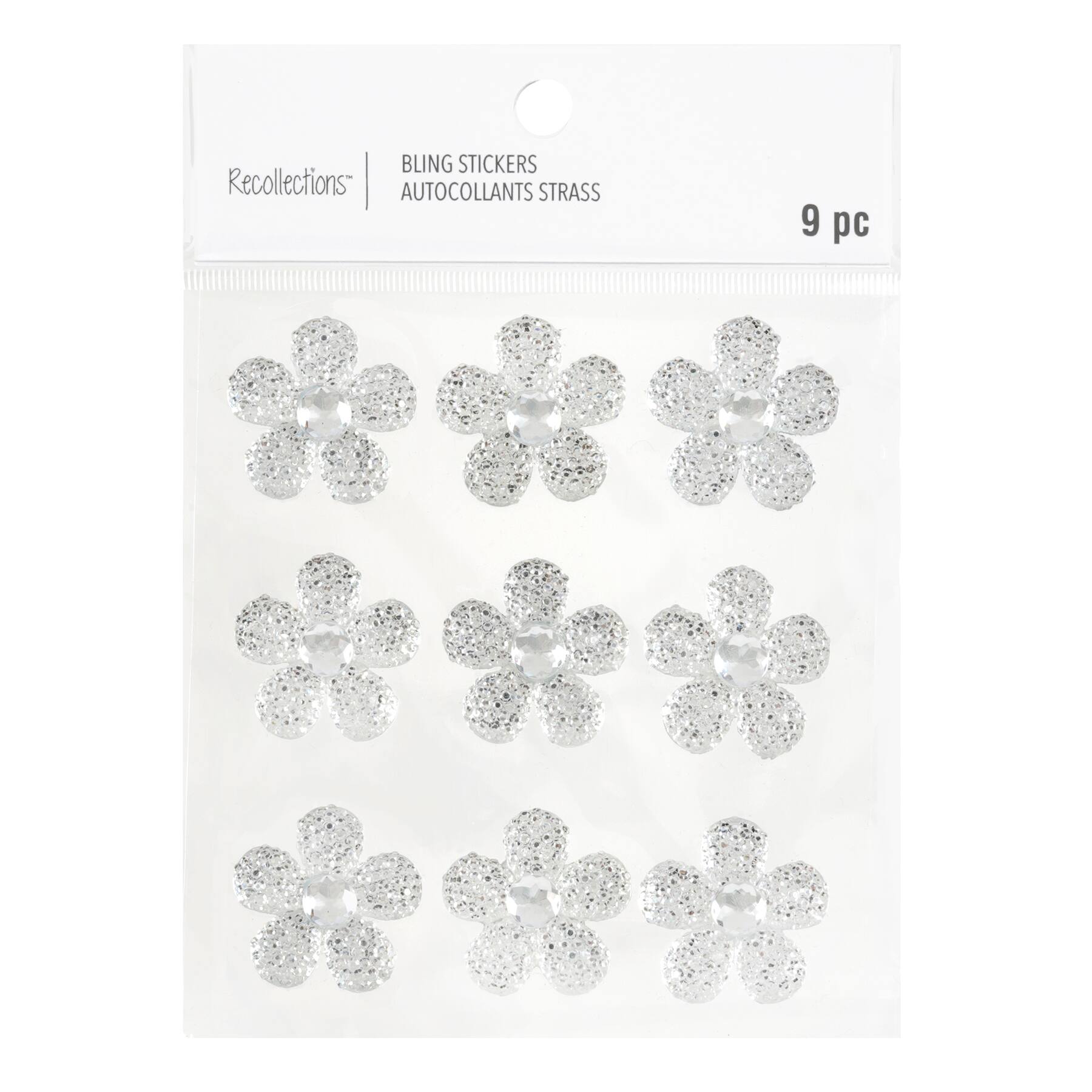 12 Packs: 9 ct. (108 total) Clear Sugar Stone Flower Stickers by Recollections&#x2122;