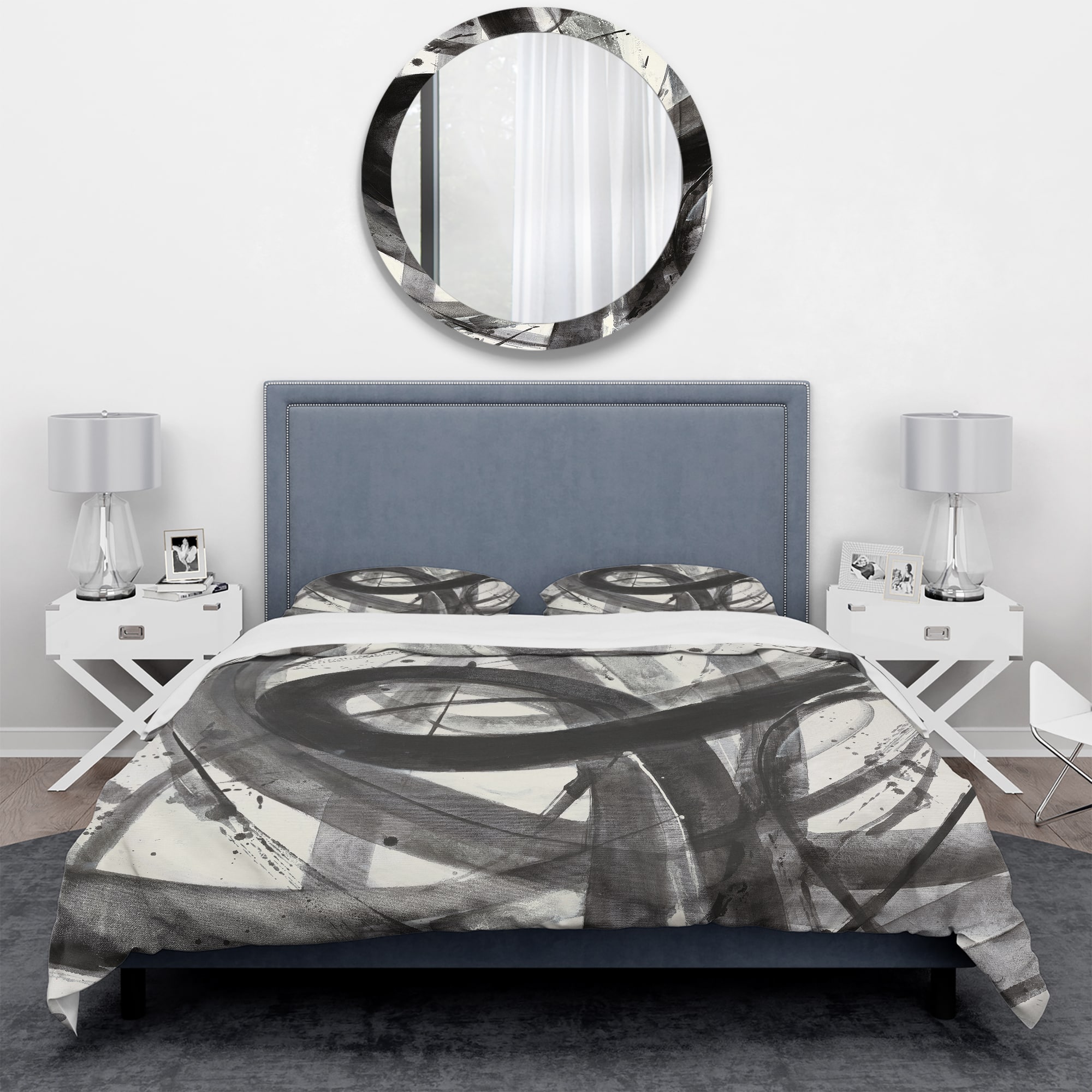 Designart &#x27;Minimalistic Roller III&#x27; Geometric Bedding Set - Duvet Cover &#x26; Shams