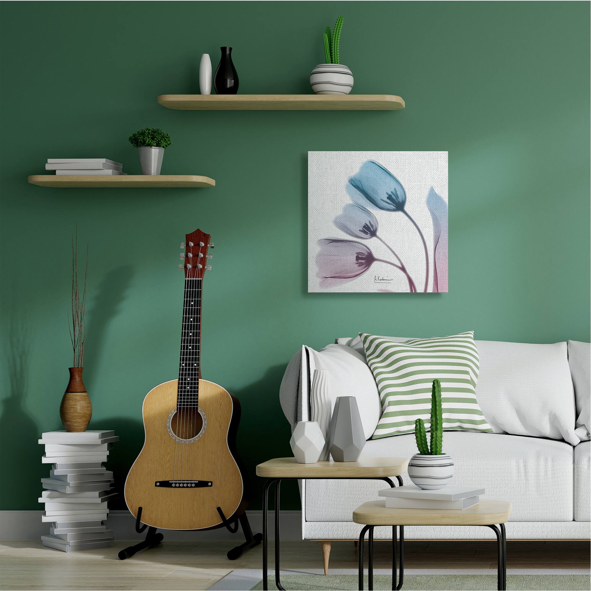 Stupell Industries Blue &#x26; Pink Opaque Tulip Canvas Wall Art