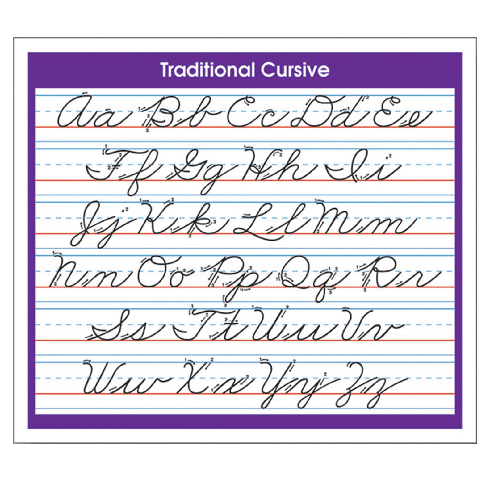 North Star Teacher Resource Traditional Cursive Adhesive Desk Prompts, 6 Packs of 36