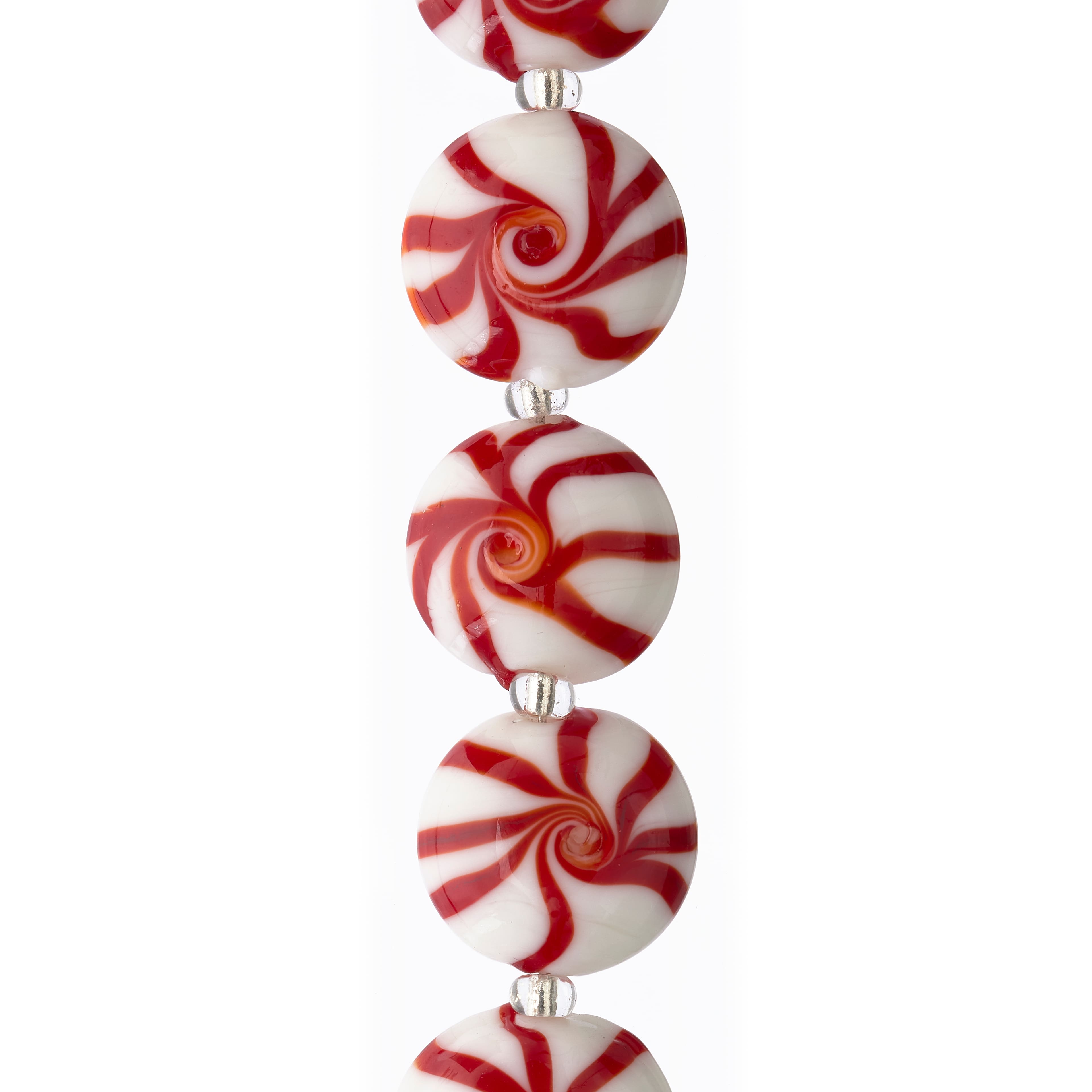 Candy Cane Glass Beads, 16mm by Bead Landing™