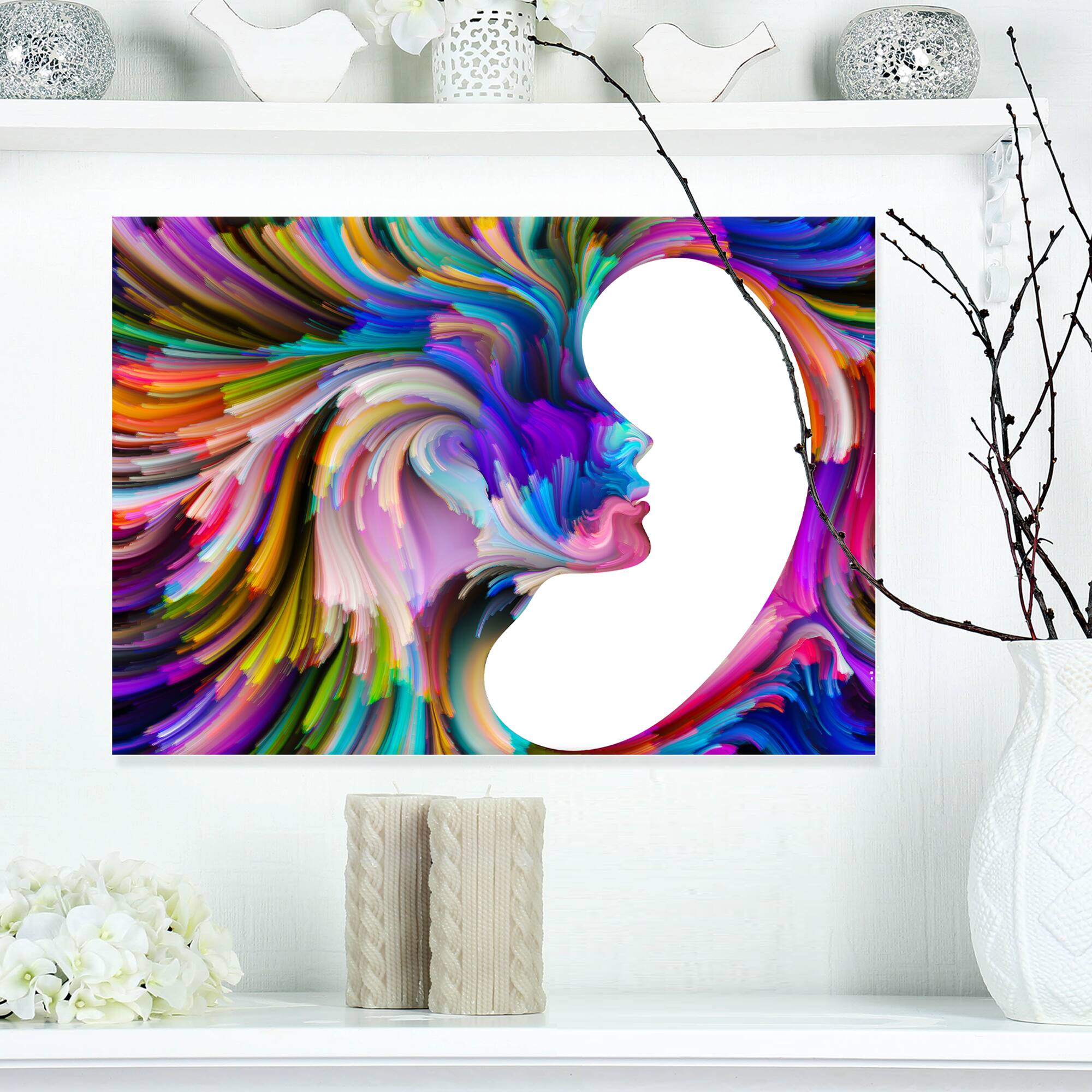 Designart - Colorful Faces - Abstract People Print on Wrapped Canvas