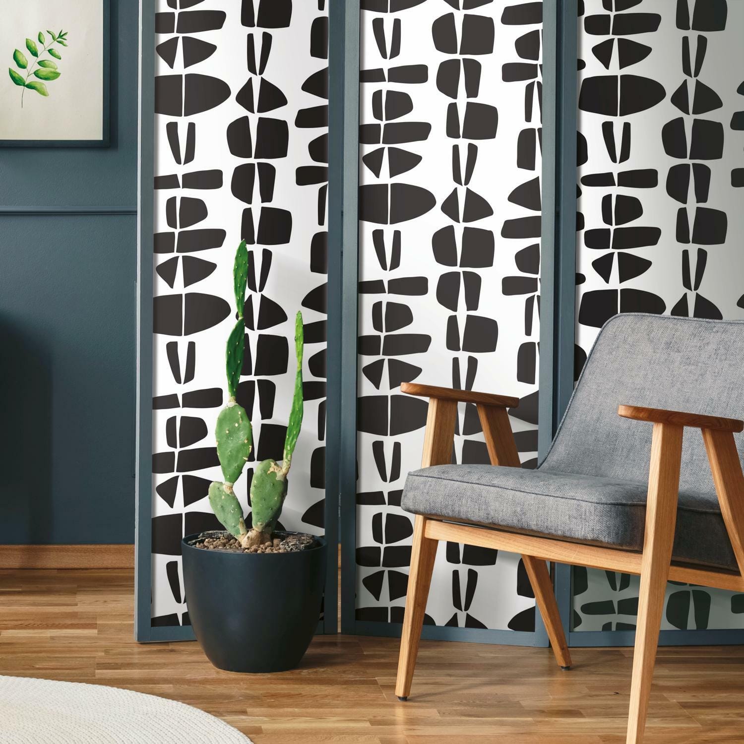 RoomMates Black Stacked Stones Peel & Stick Wallpaper