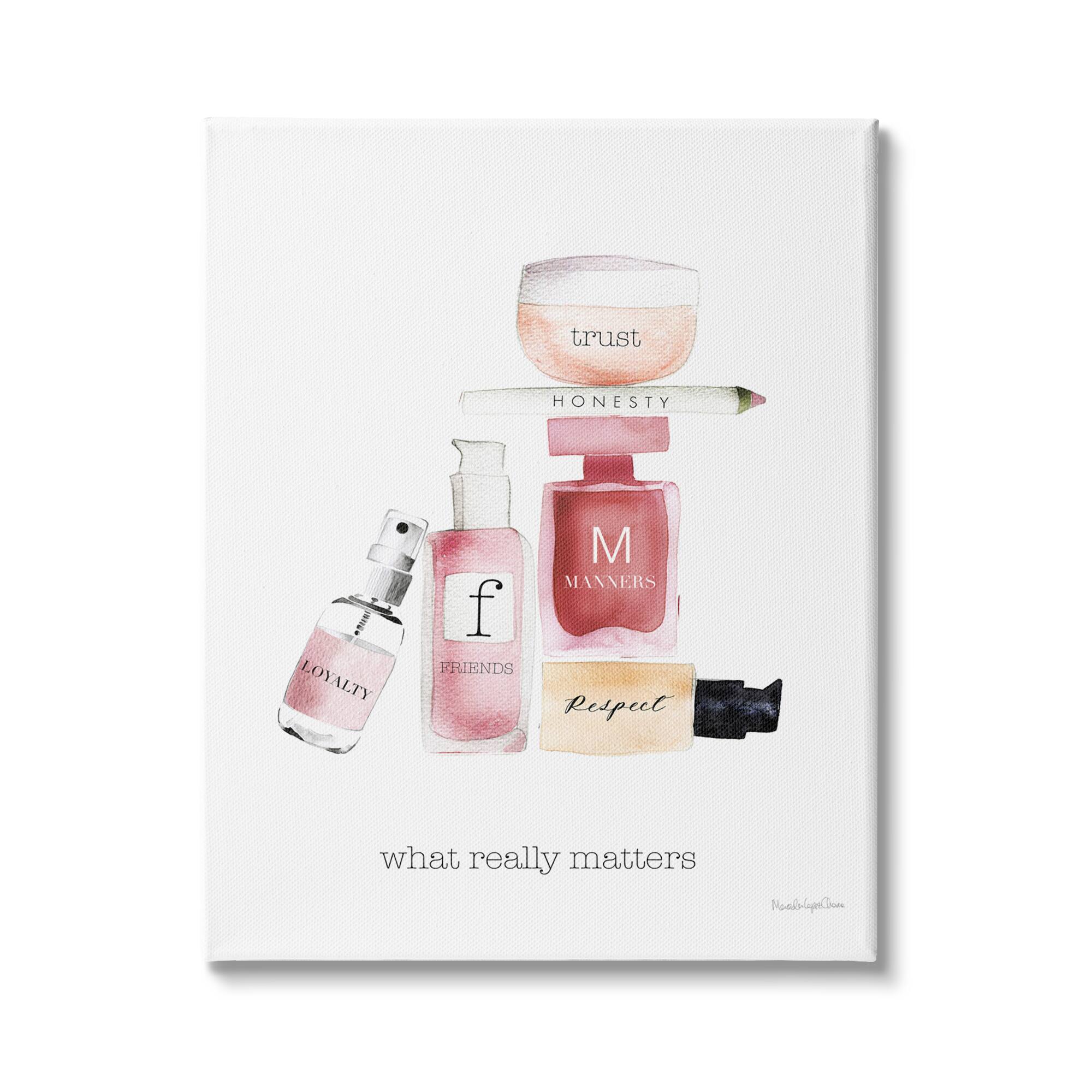 Stupell Industries Motivational Phrase Fashion Cosmetics What Really Matters Quote Canvas Wall Art