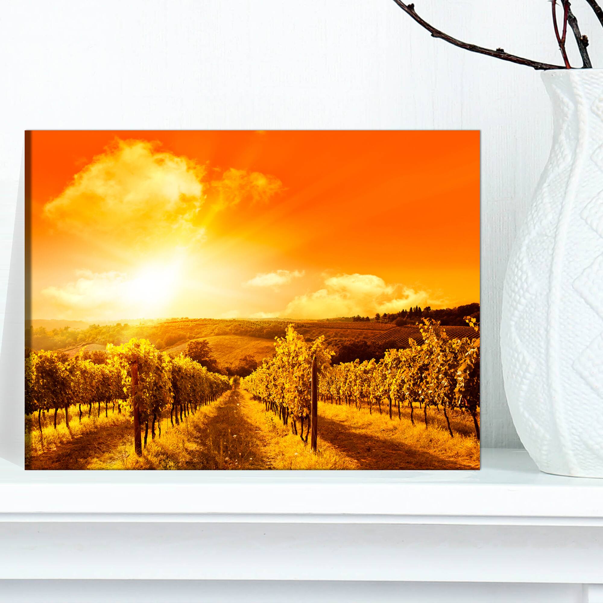 Designart - Scenic Sunset Road in Italy - Large Landscape Canvas Art