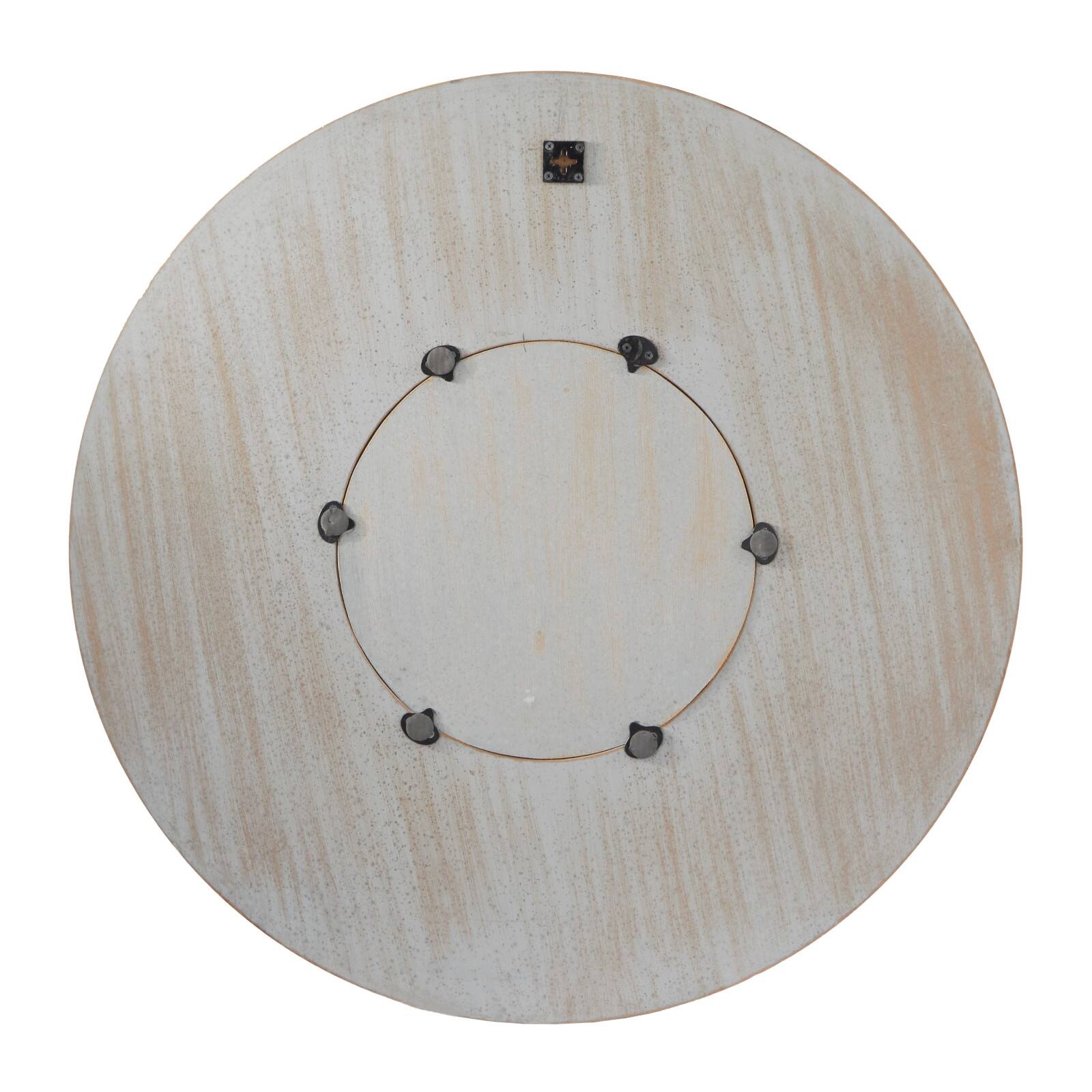 Gray Wood Carved Tribal Wall Mirror 36" x 2" x 36"