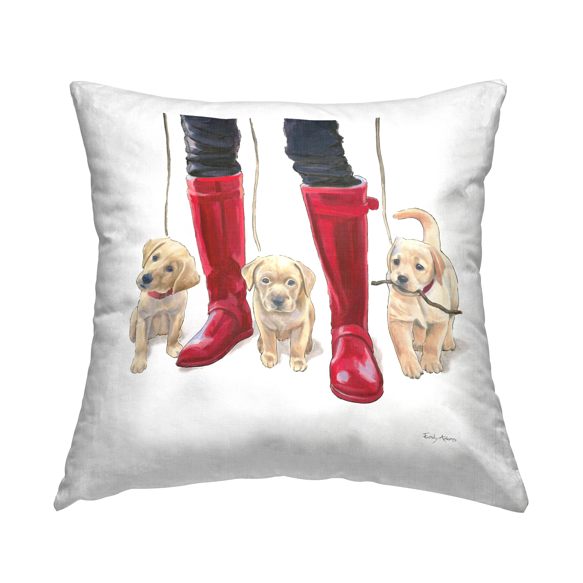 Stupell Industries Labrador Puppies Rain Boots Fashion Dogs Throw Pillow 18" x 18"