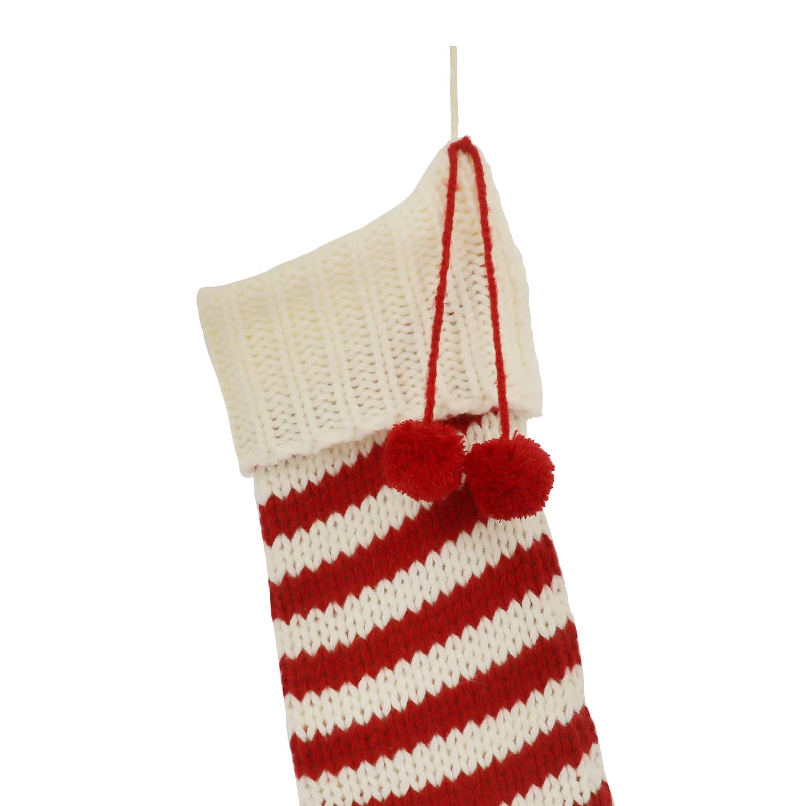 Assorted 22&#x22; Striped Knit Stocking with Pom Pom Tassels, 1pc. by Ashland&#xAE;