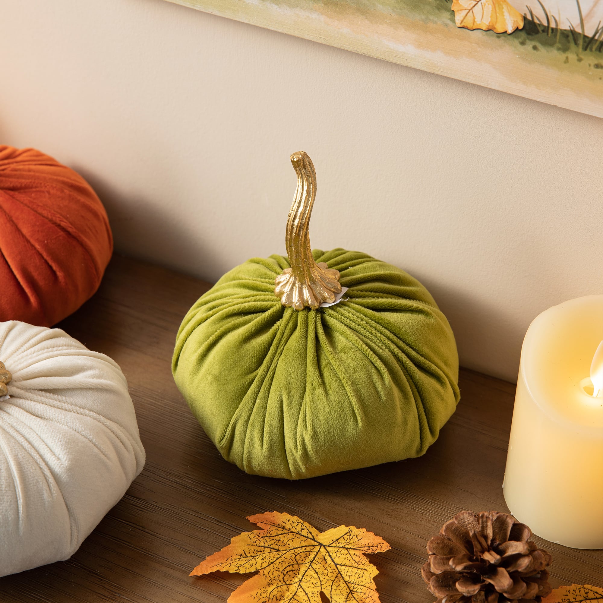 Glitzhome&#xAE; Colorful Velvet Pumpkins Set