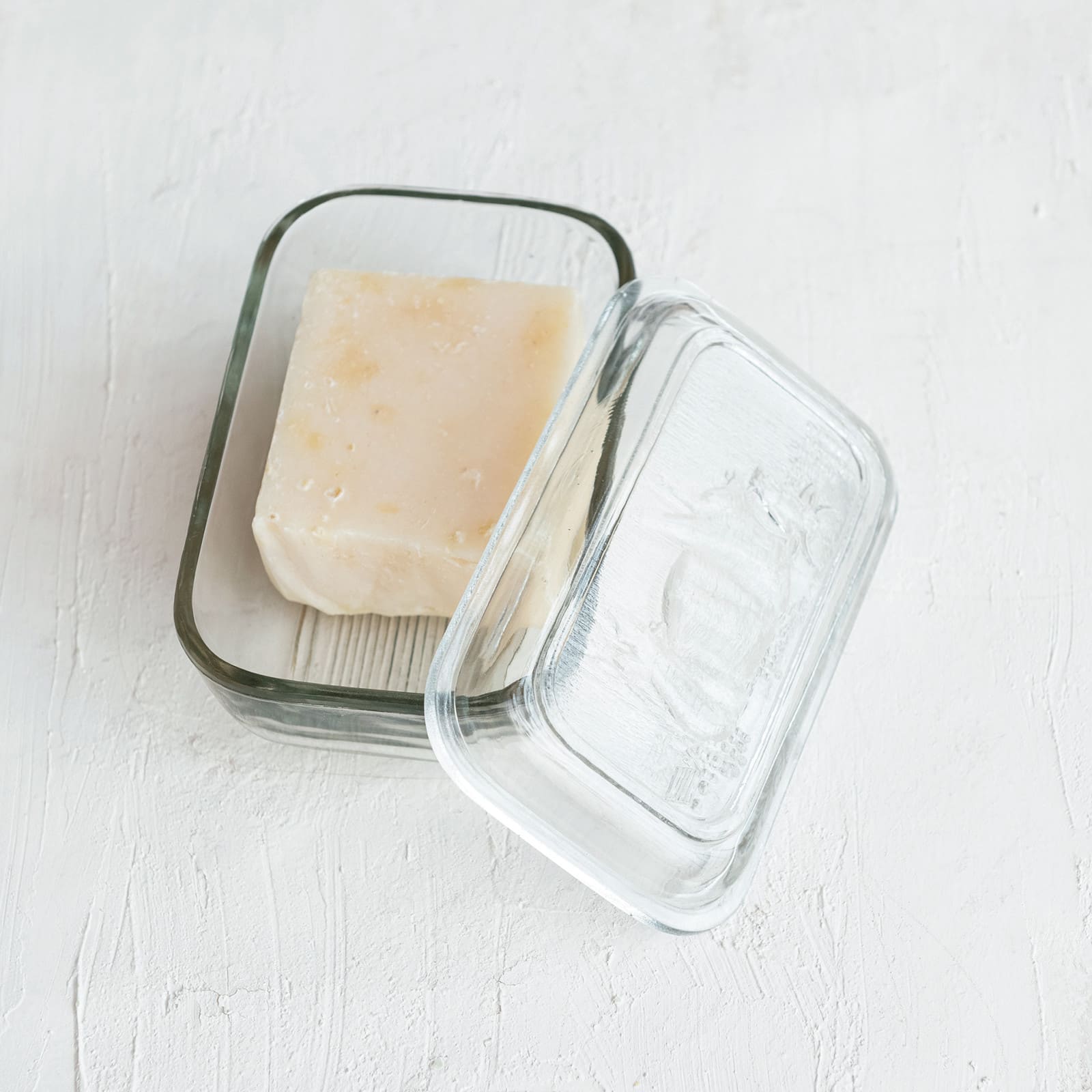 Hello Honey&#xAE; 6.5&#x22; Clear Vintage Embossed Cow Pressed Glass Butter Dish