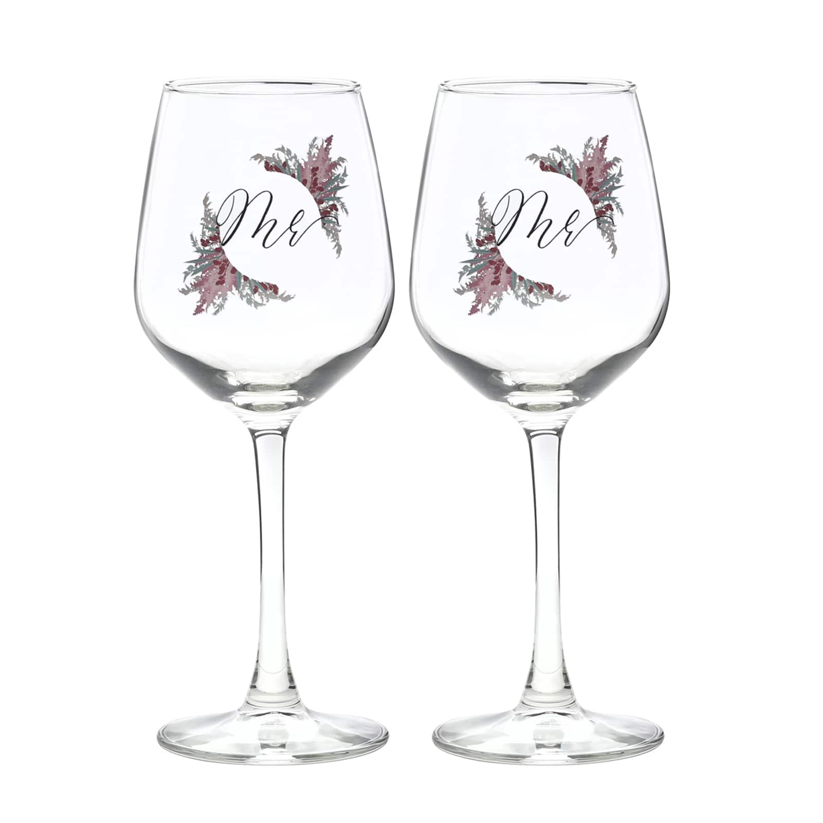 12oz. Mr. &#x26; Mr. Dried Floral Wine Glass Set