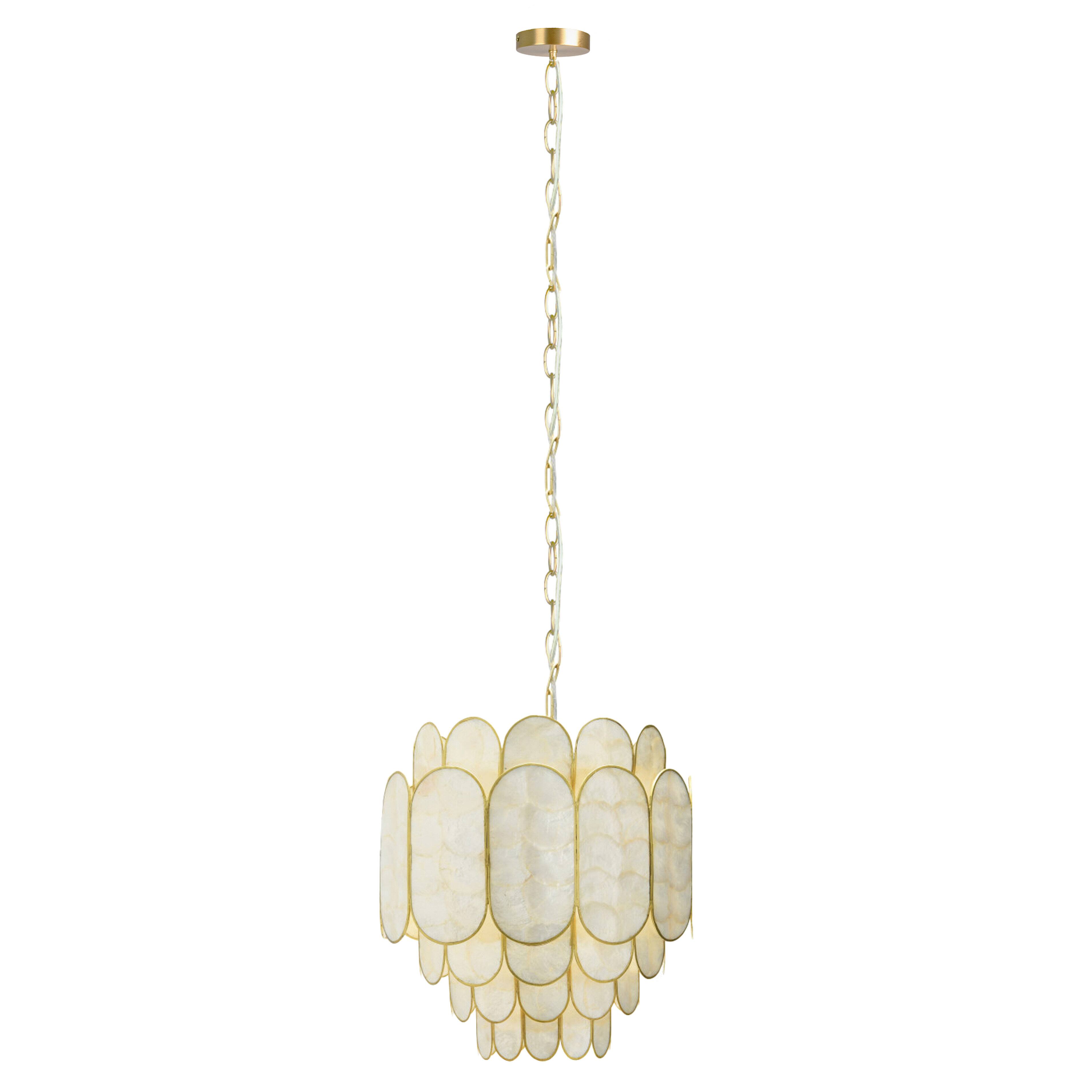 Hello Honey&#xAE; 17.5&#x22; 4-Tier Capiz and Metal Chandelier