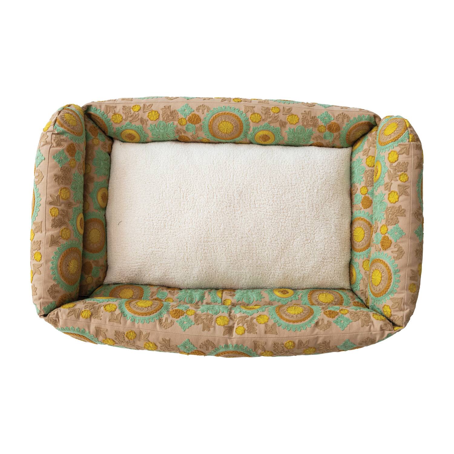 Hello Honey® 39" Taupe, Green & Mint Floral Pet Bed