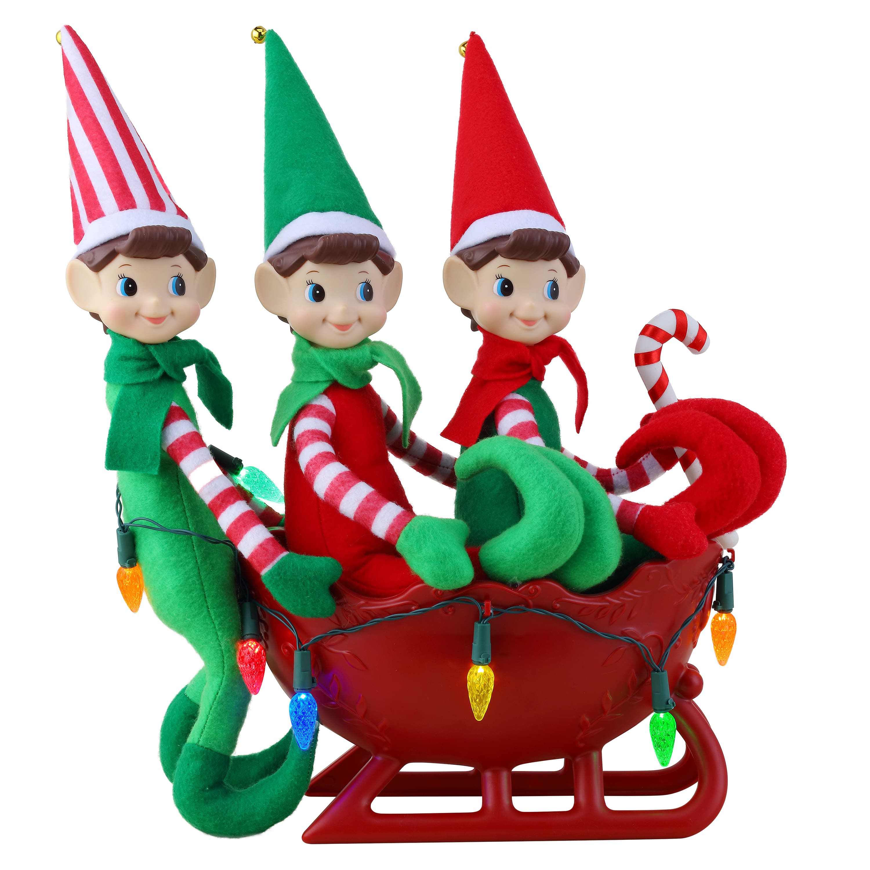 18&#x22; Santa&#x27;s Elves Illuminated Sleigh Tabletop Accent