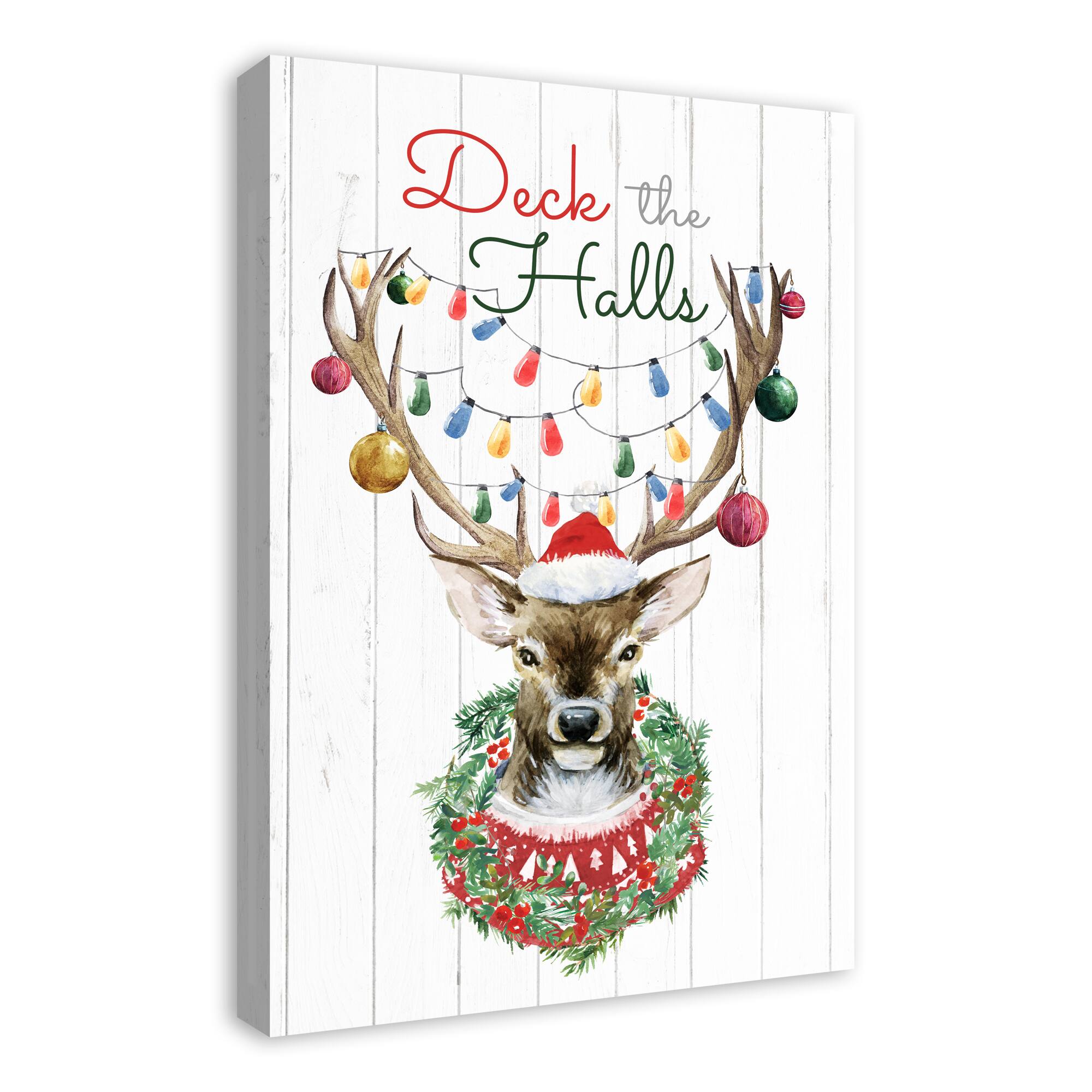 Deck the Halls Reindeer Canvas Wall Art