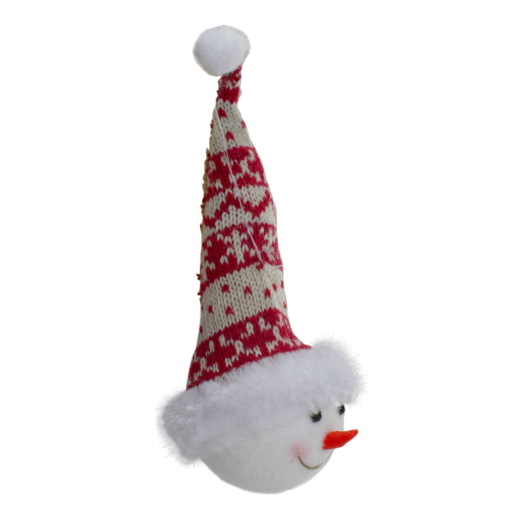 7" Smiling Snowman Head Wearing A Winter Hat Christmas Ornament