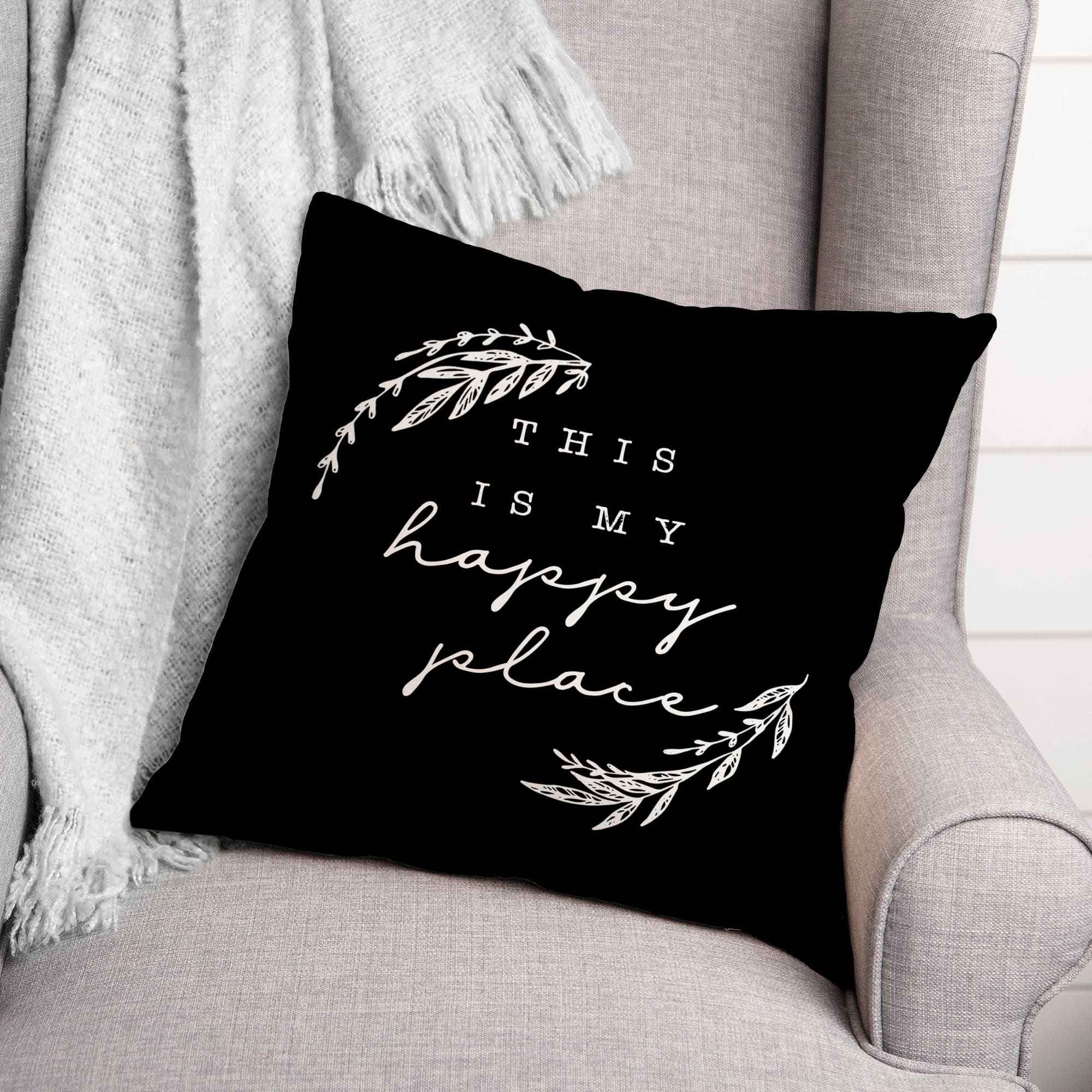 18" x 18" Happy Place Versatile Throw Pillow