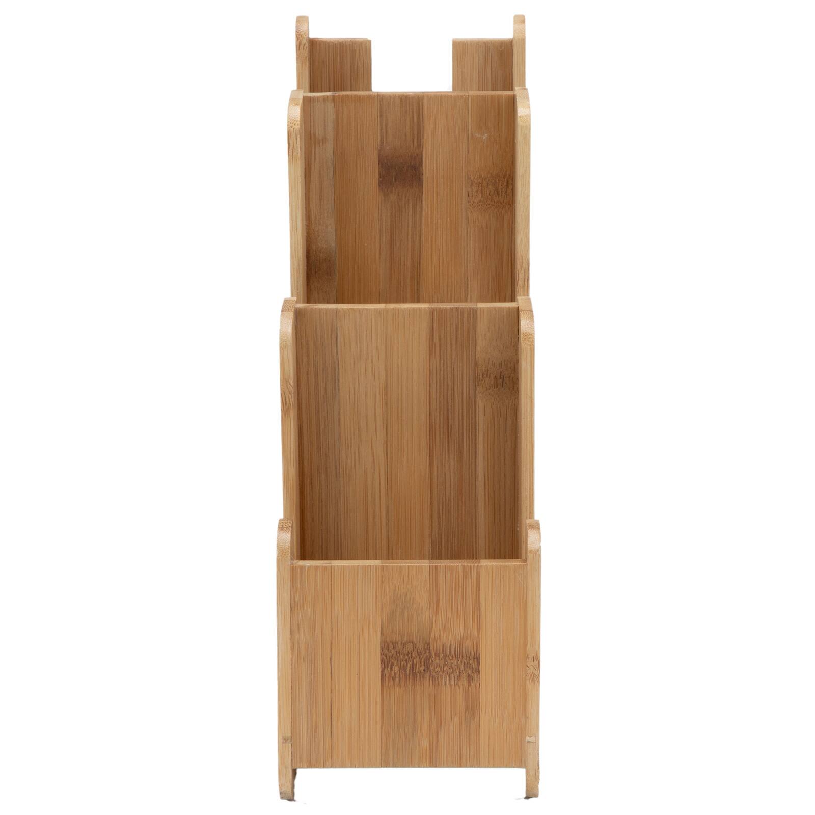 Mind Reader Brown 3 Compartment Bamboo Holder