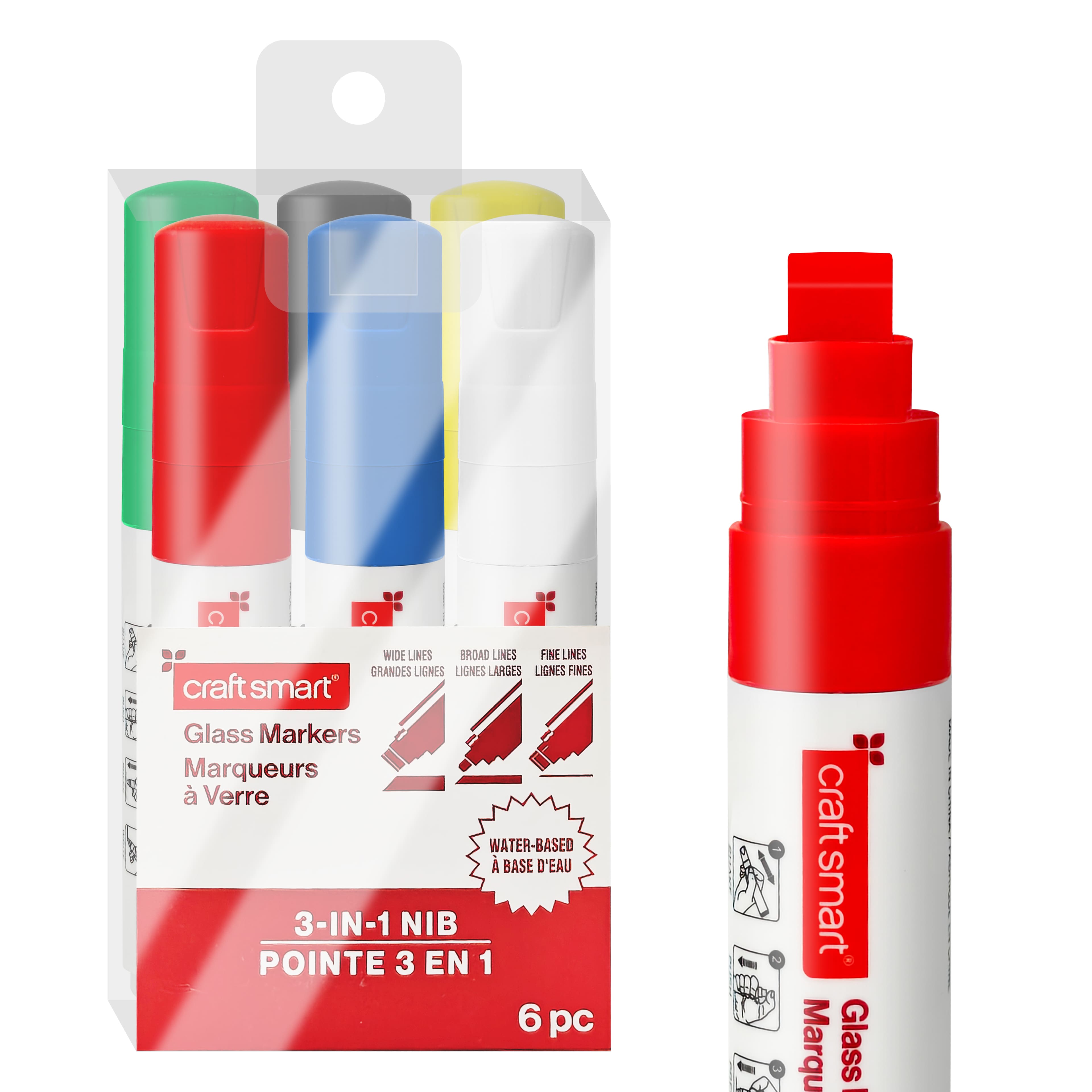 Primary 3-in-1 Nib Glass Markers Set by Craft Smart&#xAE;