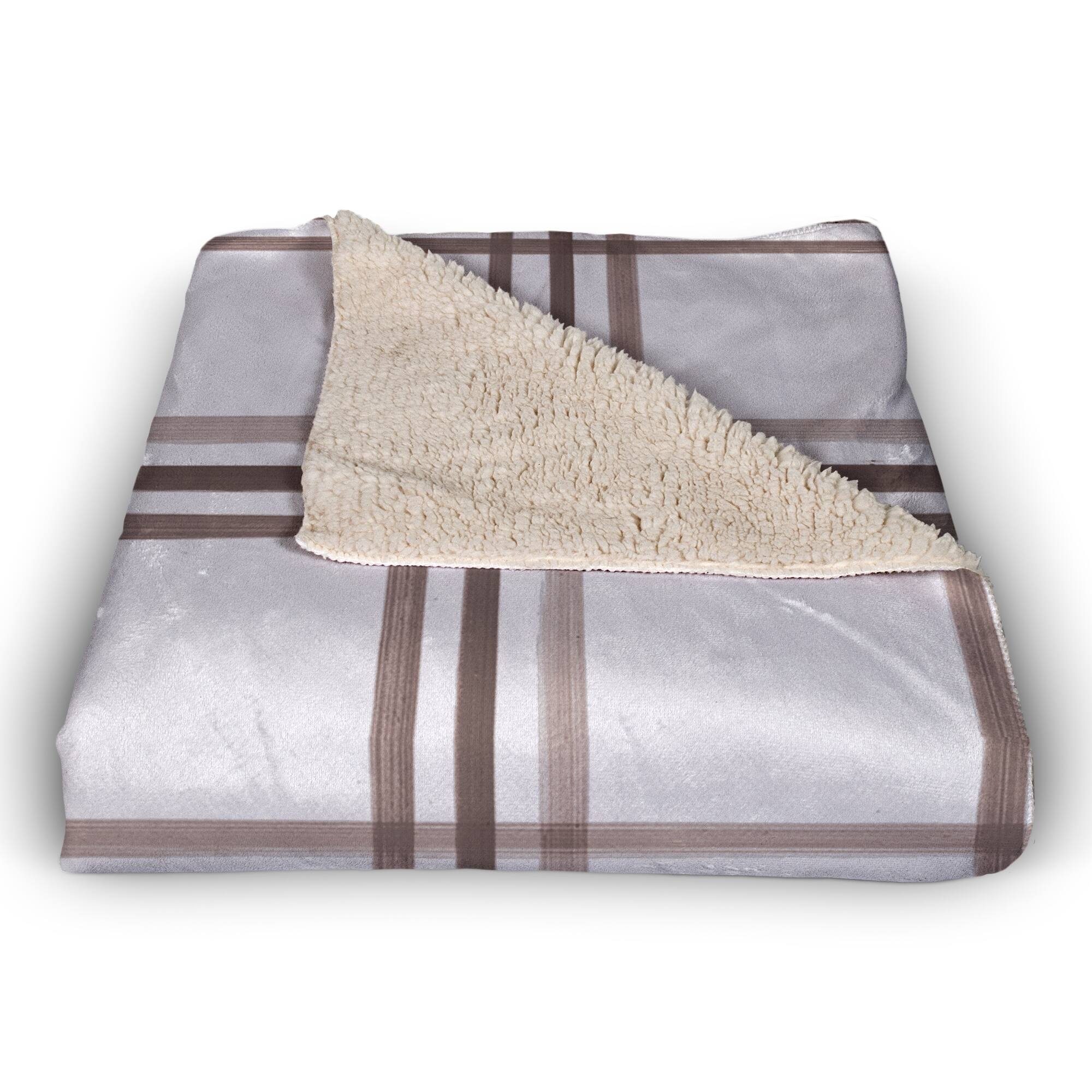 Brown & White Plaid This is Home Sherpa Fleece Blanket