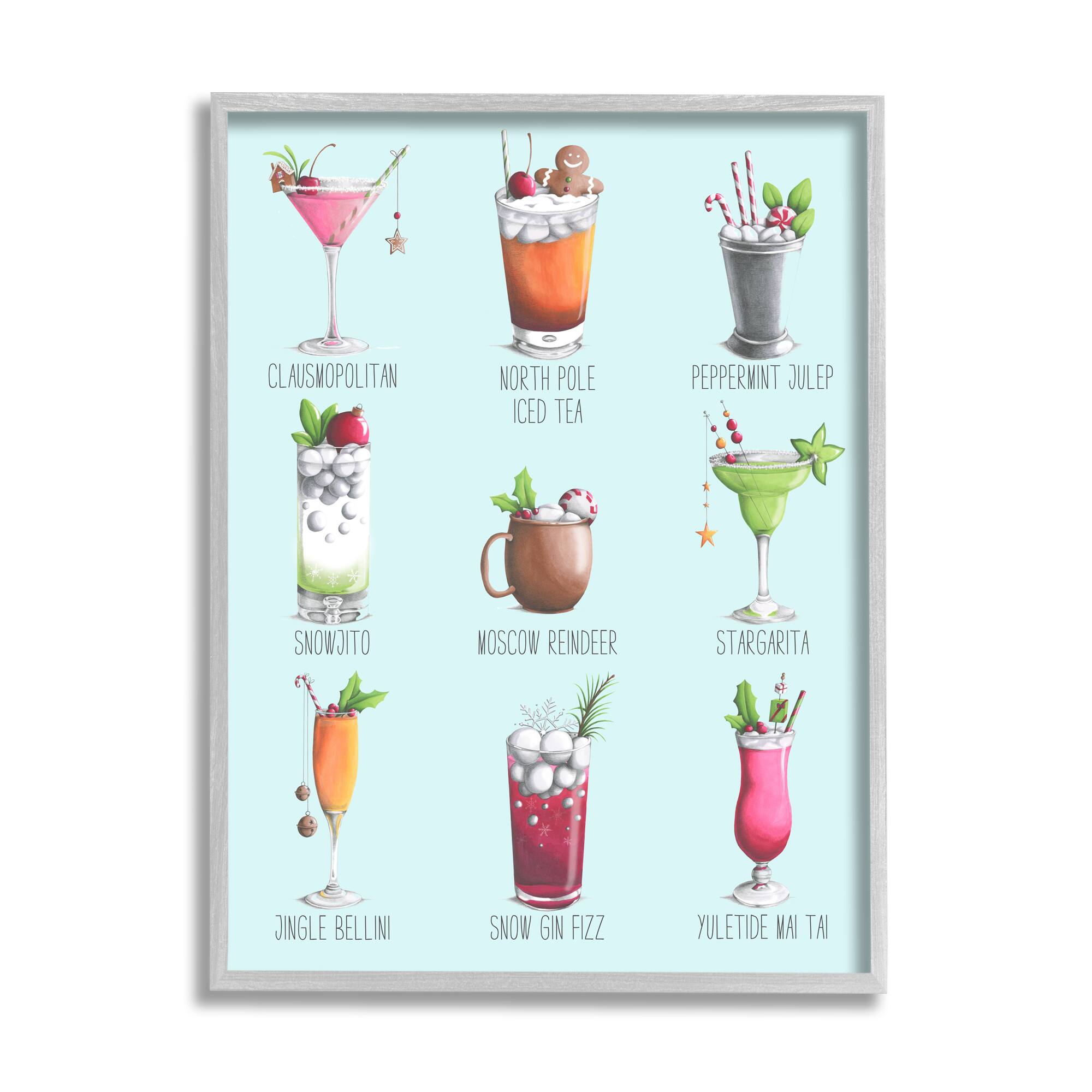 Stupell Industries Christmas Cocktails Seasonal Menu Framed Giclee Art