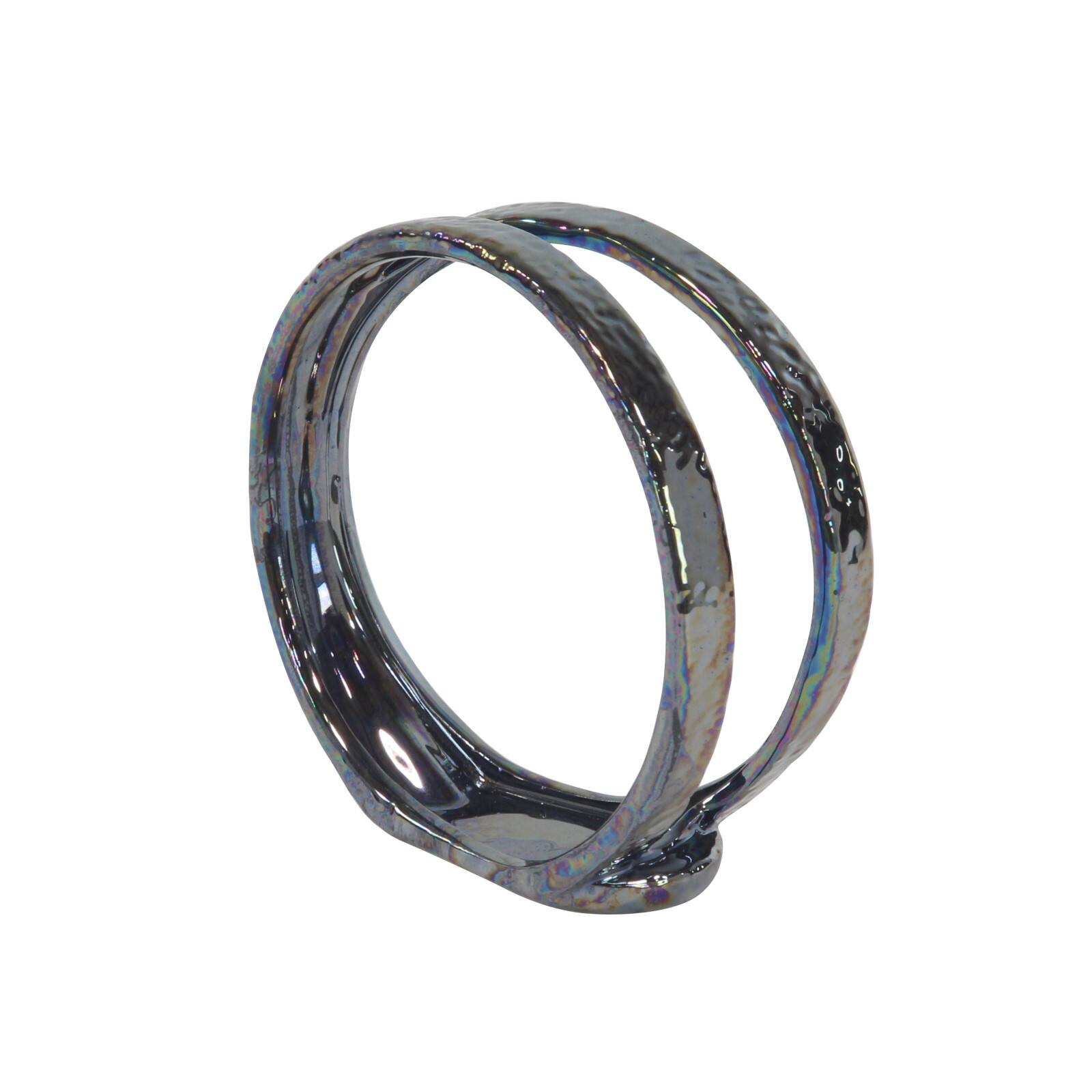 14" Silver Ceramic Glam Candlestick Holder Set