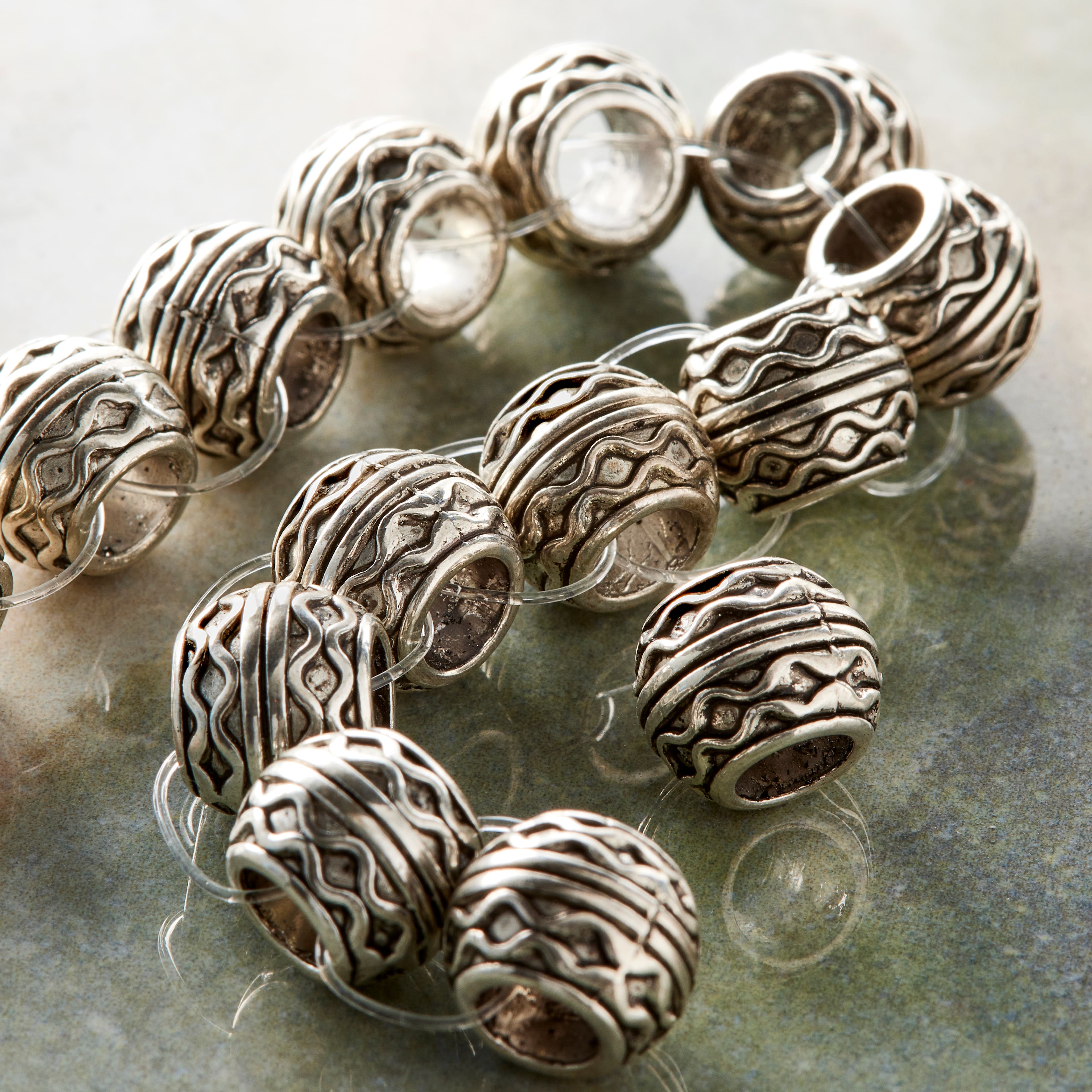 12 Pack:  Silver Celtic Metal Rondelle Beads, 10mm by Bead Landing&#x2122;