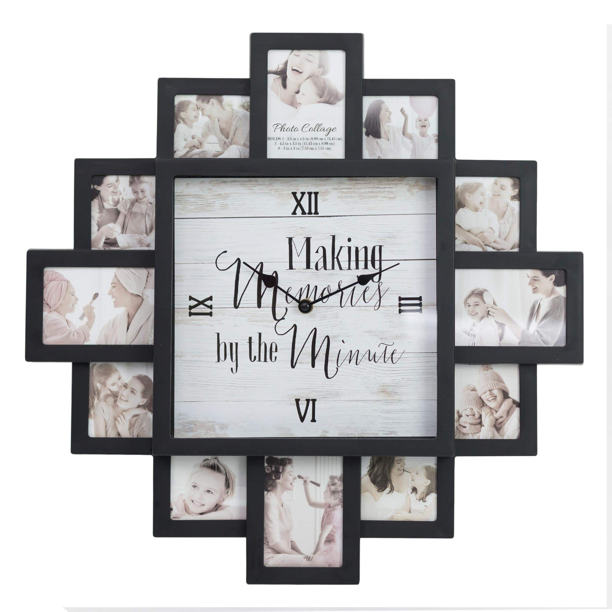 Black &#x22;Memories by the Minute&#x22; Picture Frame Wall Collage Clock