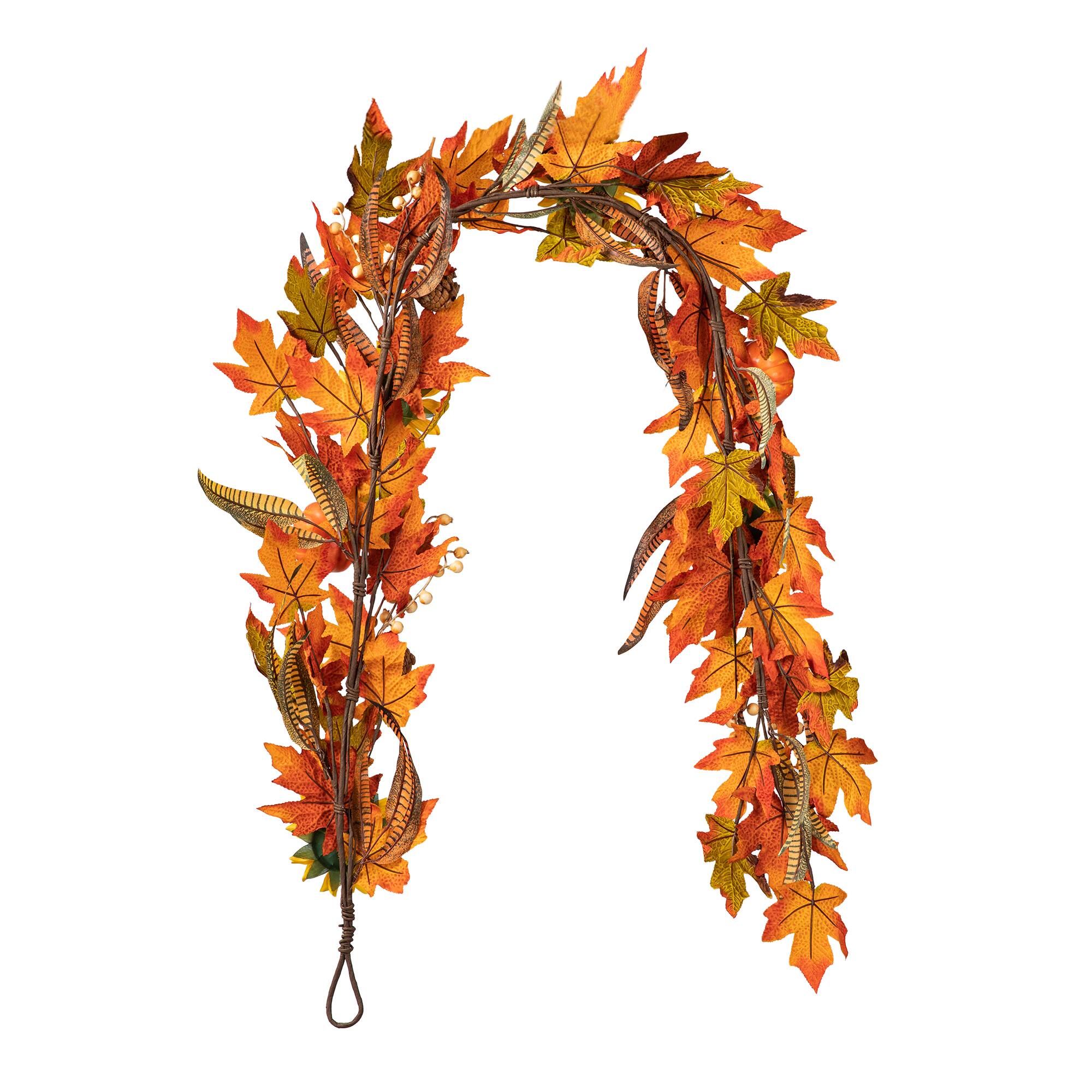 Glitzhome® 6ft. Fall Maple Leaf & Sunflower Garland